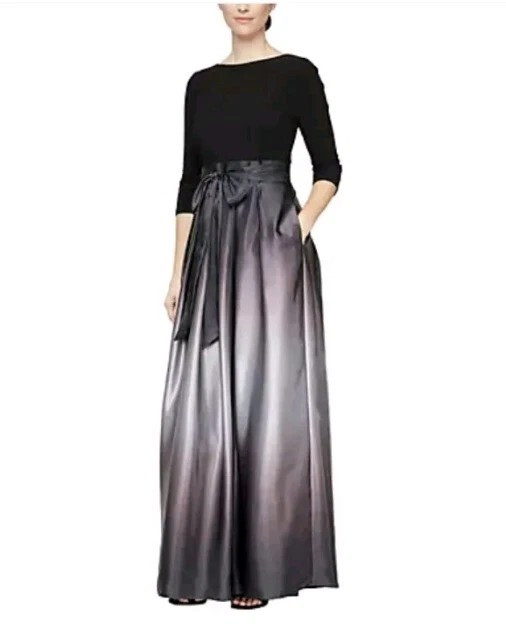 SLNY Womens Black Purple Ombre A-Line Formal Evening Dress Gown 16P, MSRP: 139$