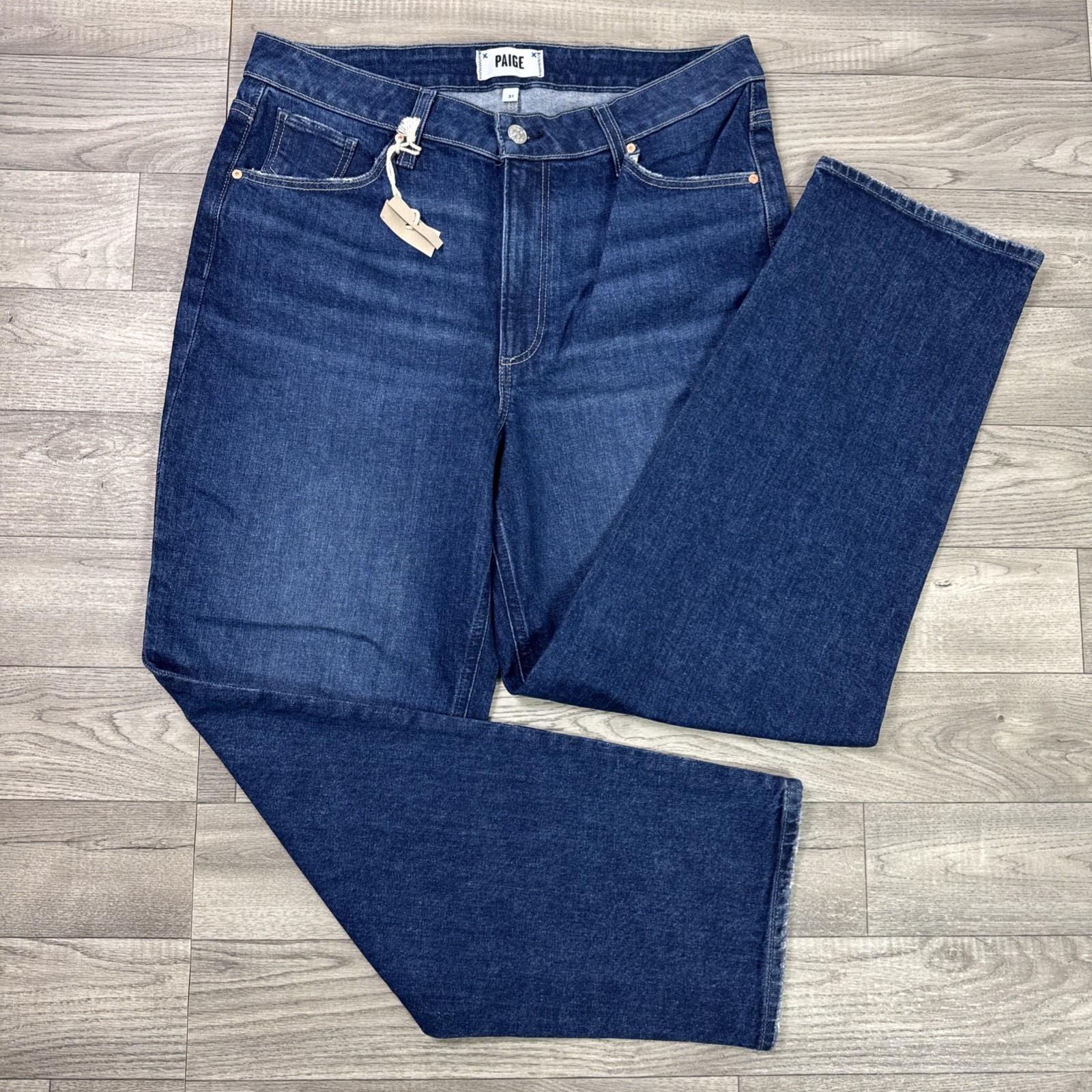 NWT PAIGE Sarah Straight Ankle Denim Jeans High Rise Glorious Dark Wash sz 31