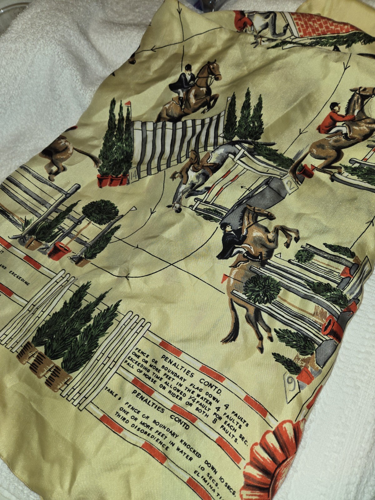 Vintage Abercrombie And Fitch Lorraine Fox  Silk Scarf Horse Training The Jump