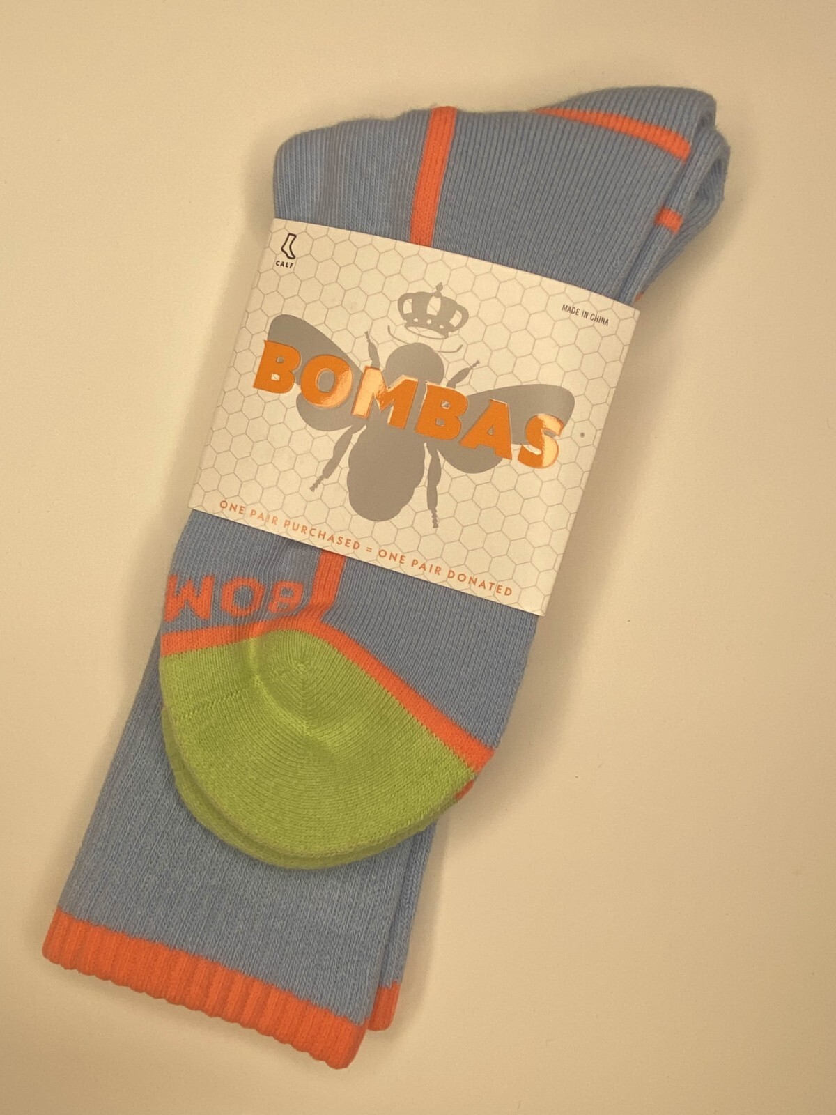 Bombas Calf Socks Neon Tipping Powder Blue 3-Pack | Arch Support | NWT