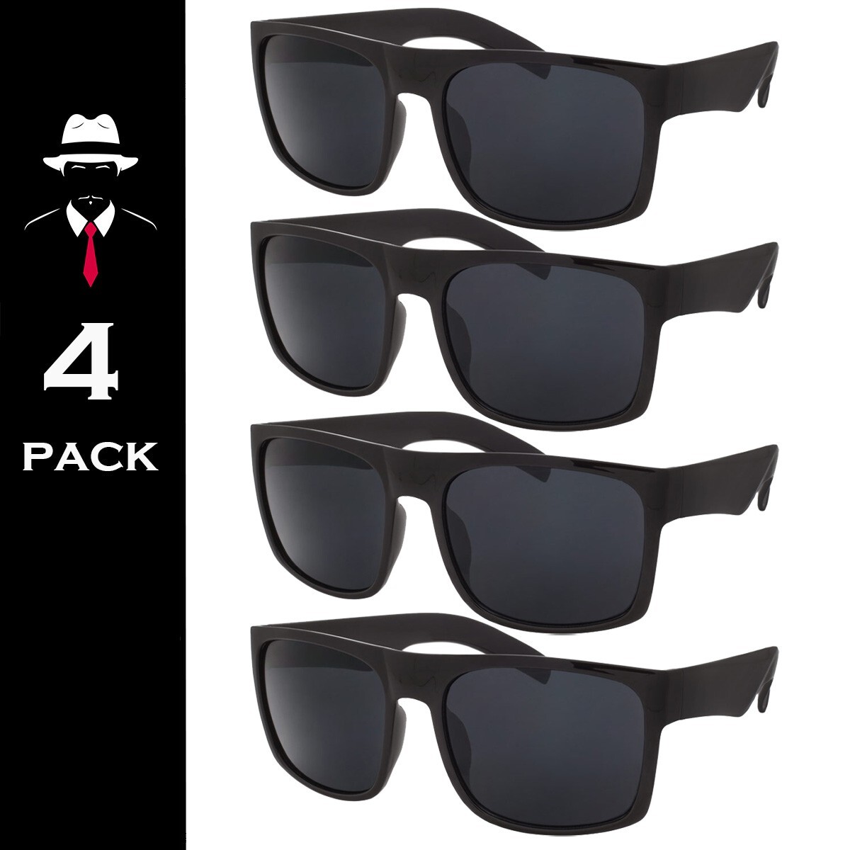 Mens Sunglasses Super Dark Square Frame 4 Pack Glasses OG Locs Like Deal New Blk