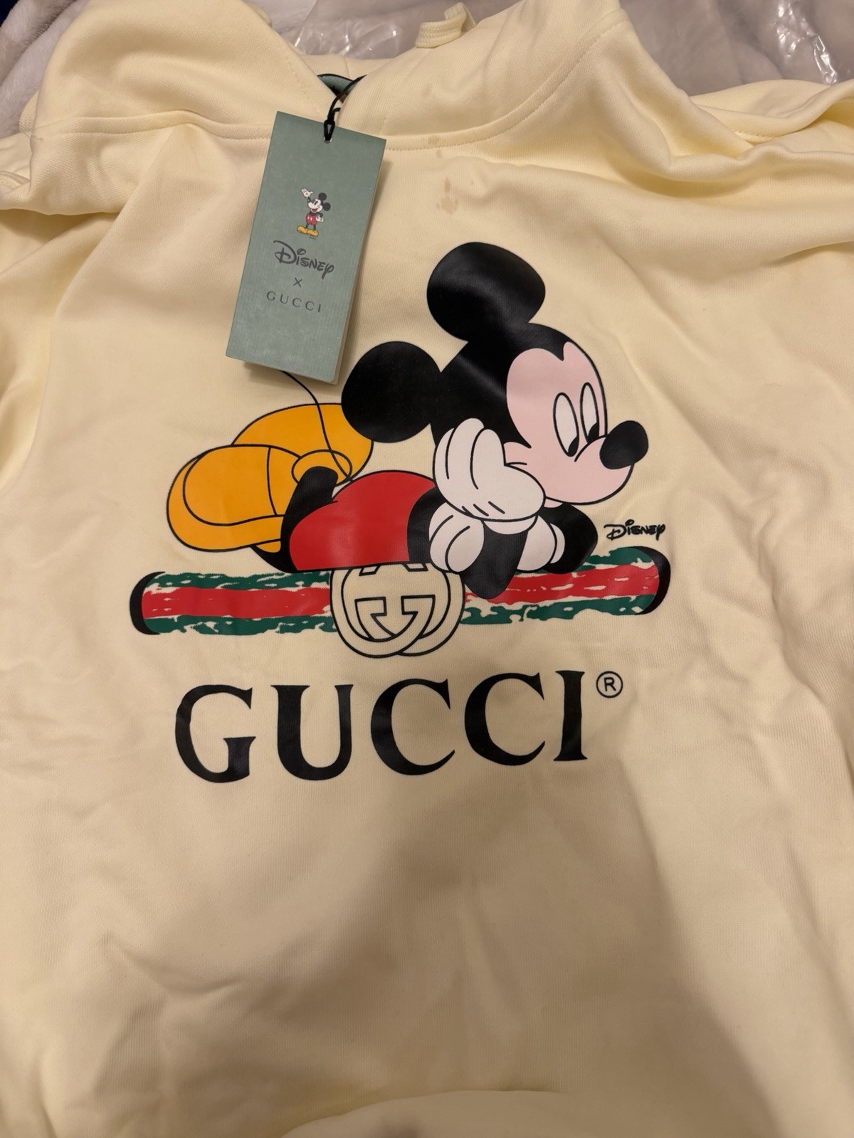 Gucci x Disney Mickey Mouse Ivory Pullover Hoodie M Women Cotton Graphic
