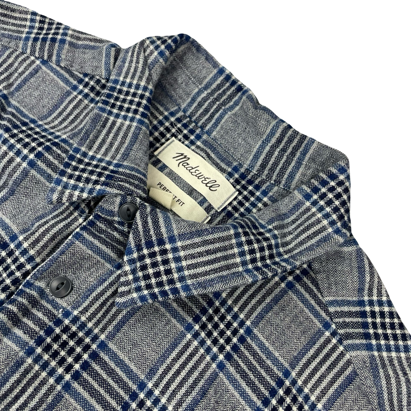Madewell Men’s Perfect Fit L/S Work Shirt Blue Plaid • Medium