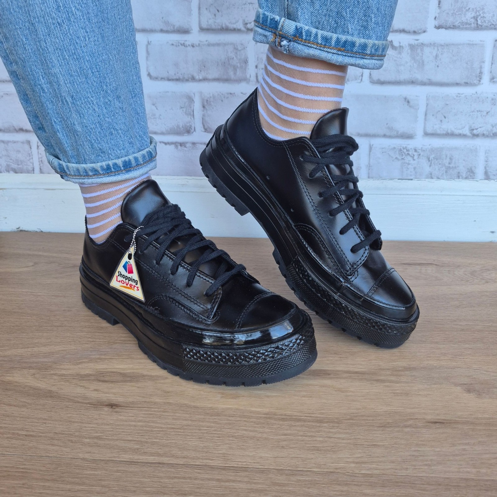 ⭐NWT Converse Chuck 70 Formal Leather Triple Black Low 8.5 Women\'s Shoes A14188C