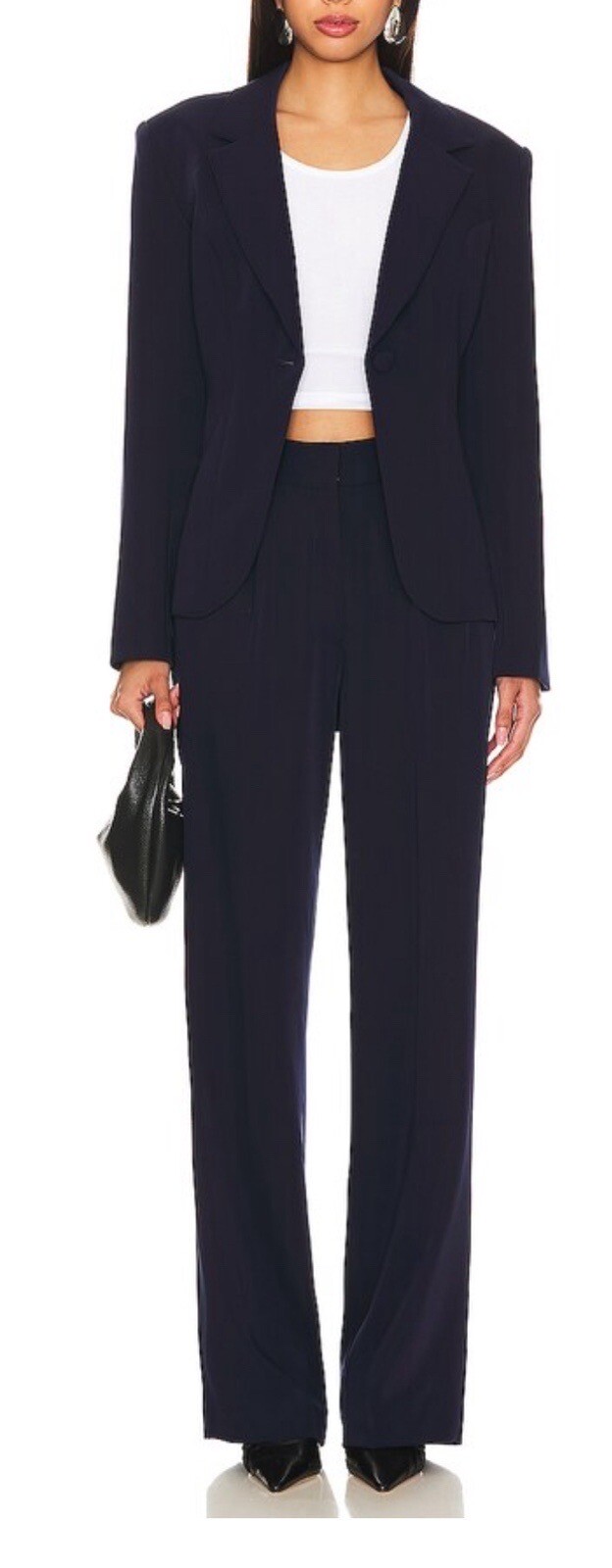 Anthropologie Favorite Daughter Pants Navy Blue Tailored Preppy Wide Leg 12 NWT