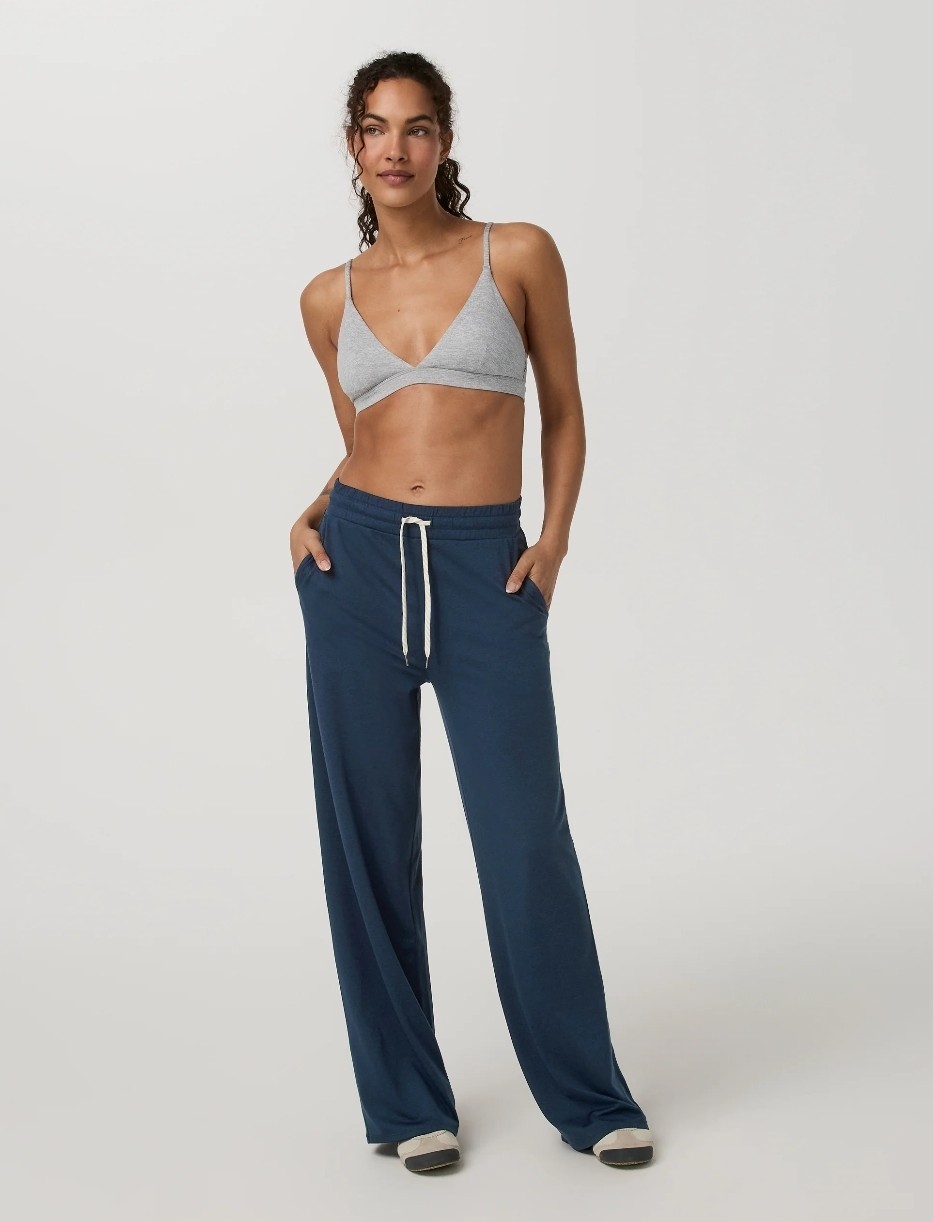 Vuori Halo Essential Wide Leg Pants Womens Blue Coast Heather Athleisure Medium