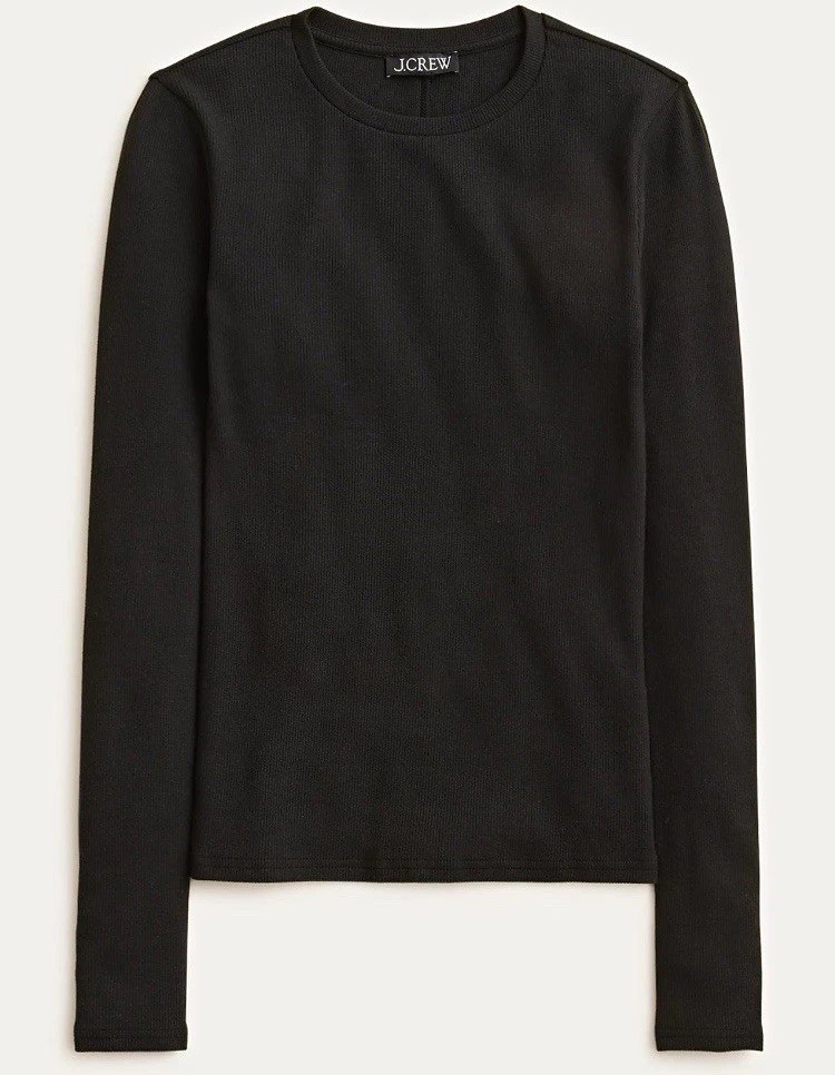 NWT J Crew Perfect rib long-sleeve T-shirt (Black) Size M