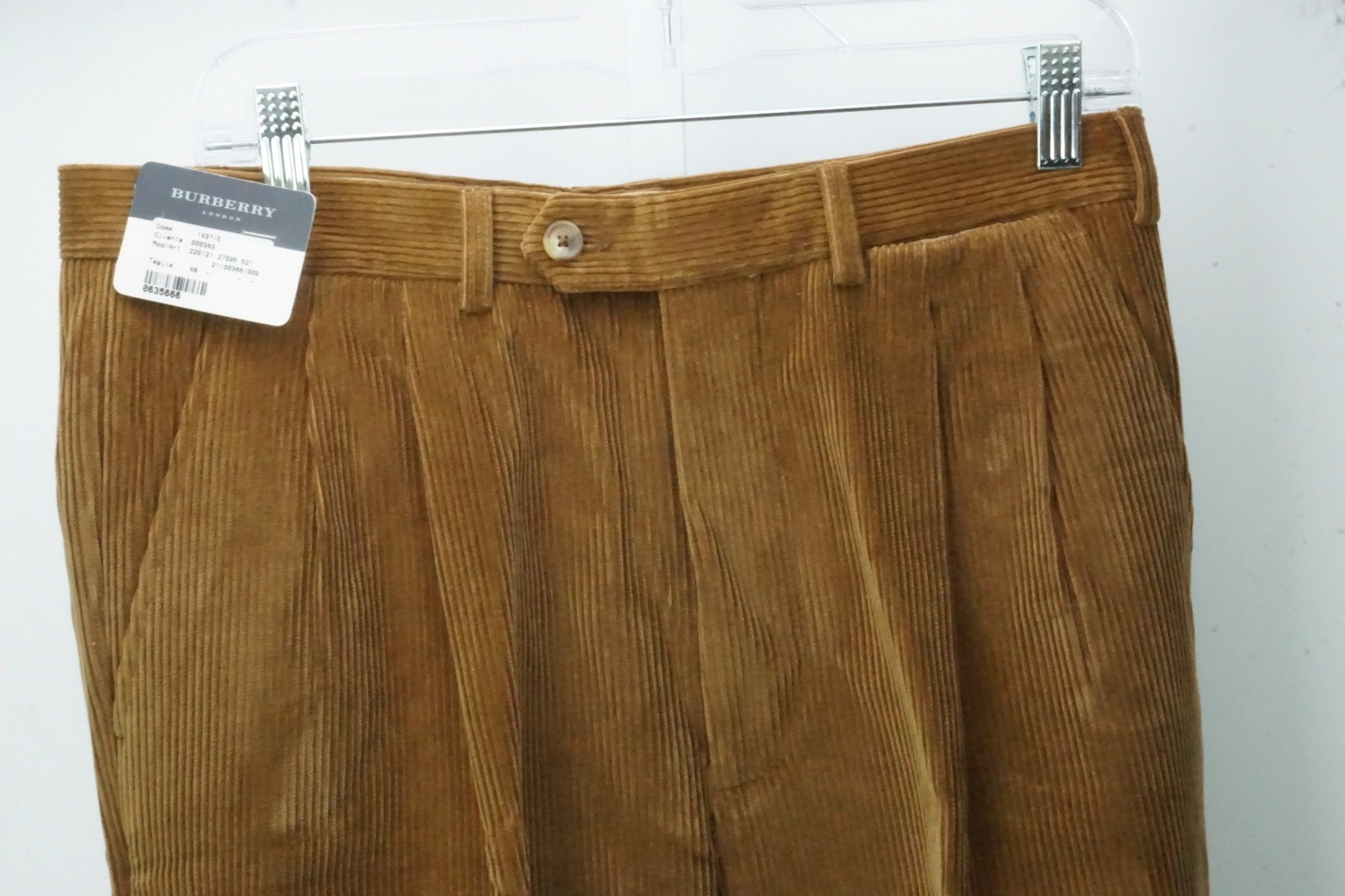 Burberry London Honey Brown Cotton Corduroy Pants Trousers 48 EU Brand NEW