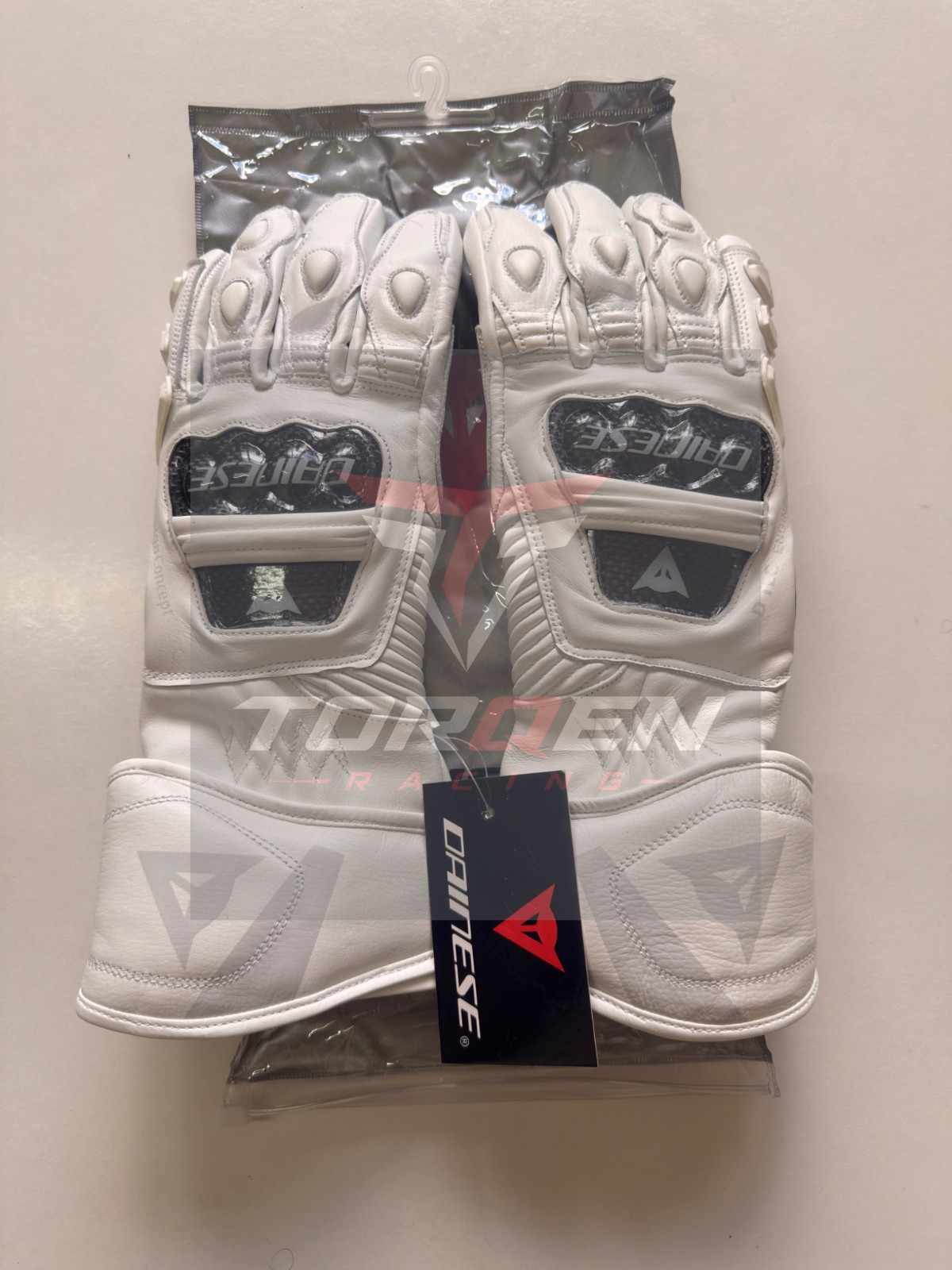 Dainese Druid 3 Inspired Racing White Leather Gloves - All Sizes Available - CE