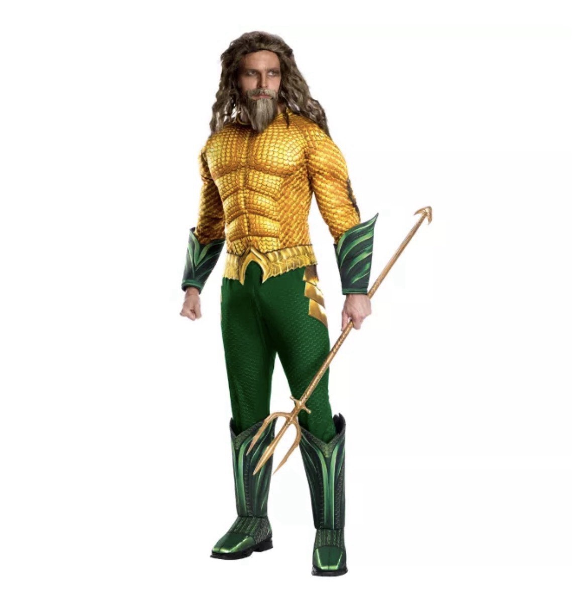 DC Aquaman Costume Adult Standard Jumpsuit with Muscles and Belt