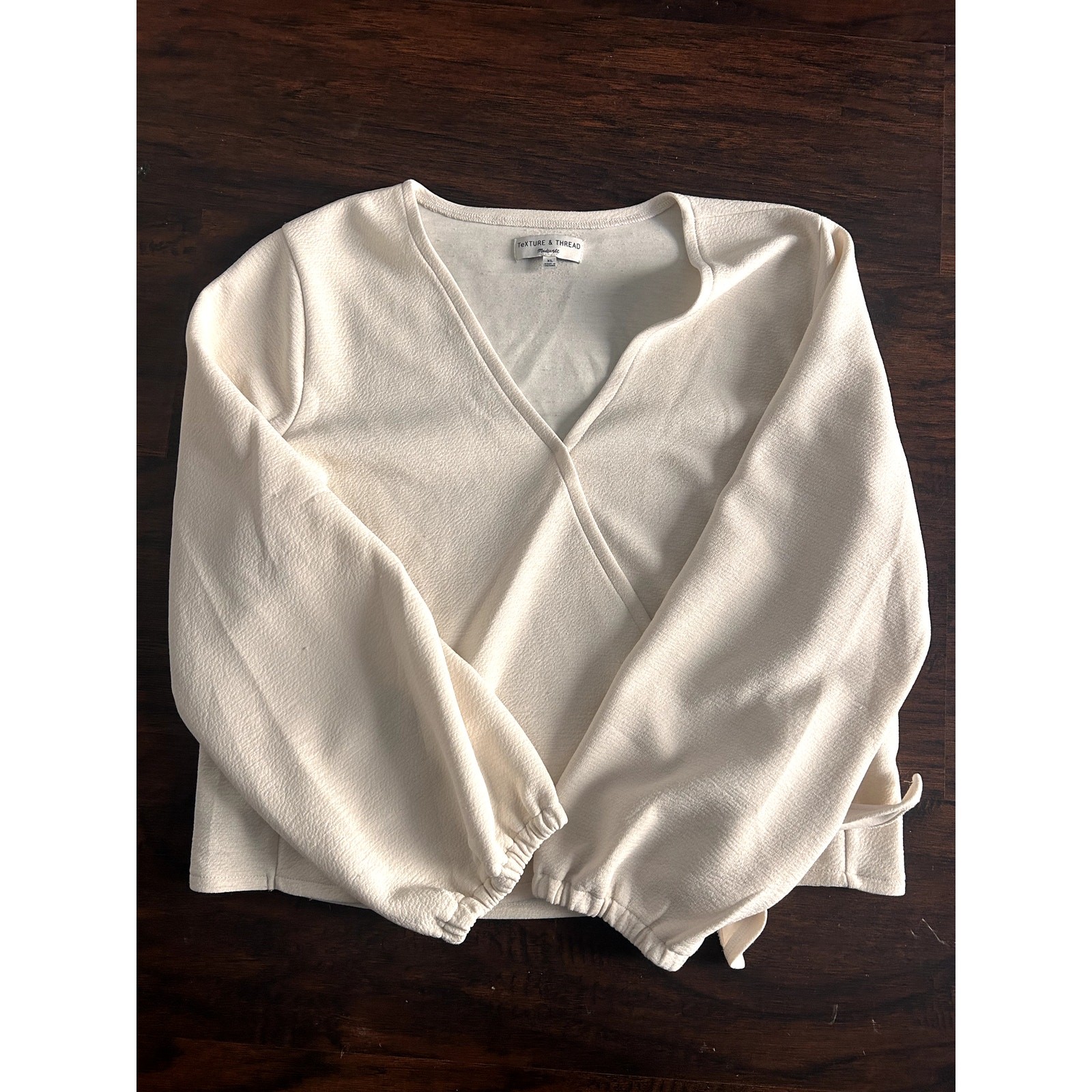 Madewell Texture & Thread Ivory Wrap Blouse Long Sleeve XL