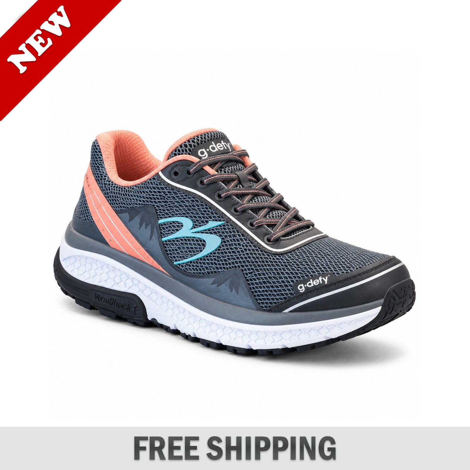 Gravity Defyer Womens MightyWalk Slip On Shoes Gray Salmon / FULL SIZE - NEW