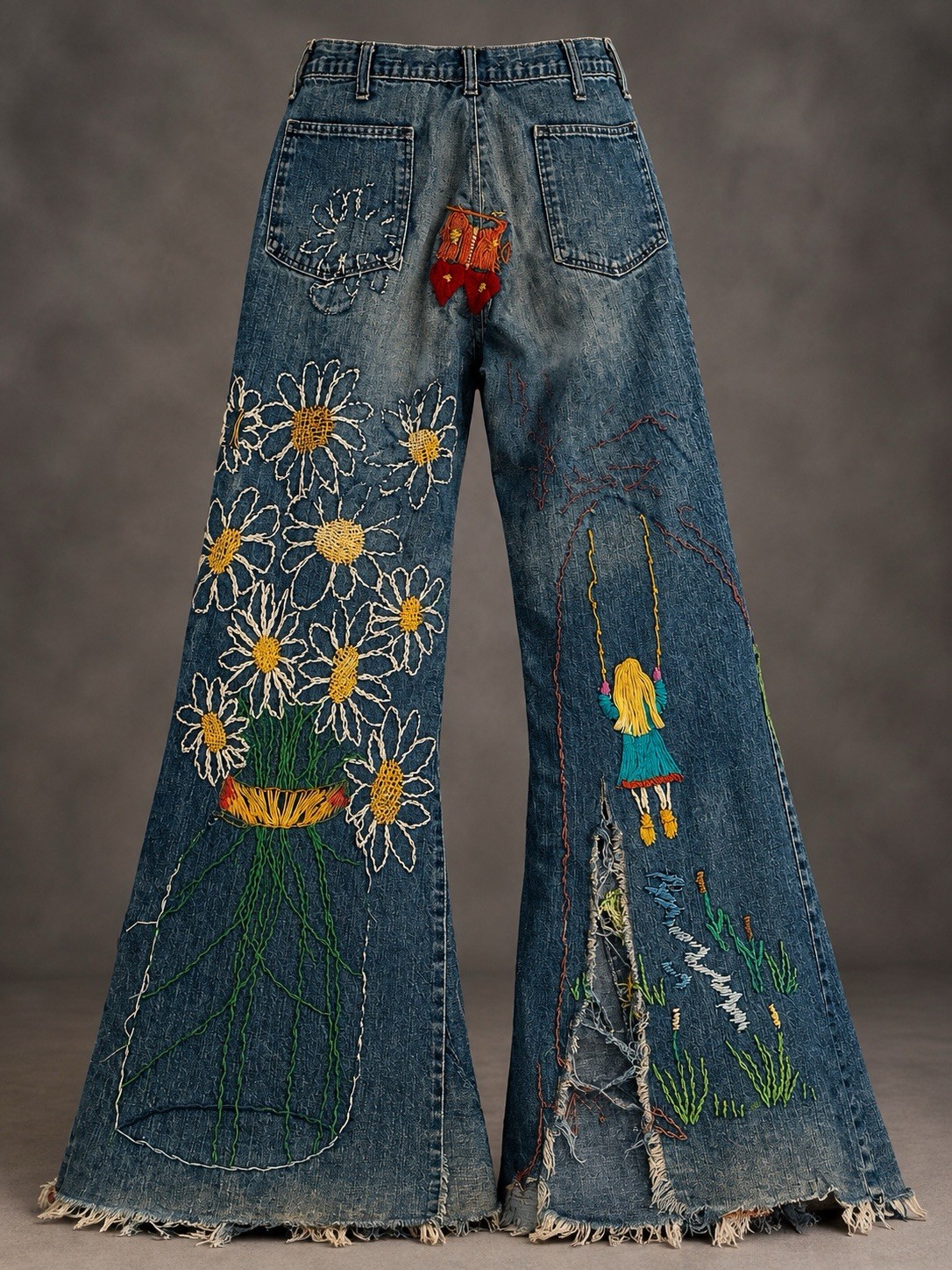 ✨ Rare 1970s Vintage Embroidered Bell Bottoms | HAND MADE  ✌️
