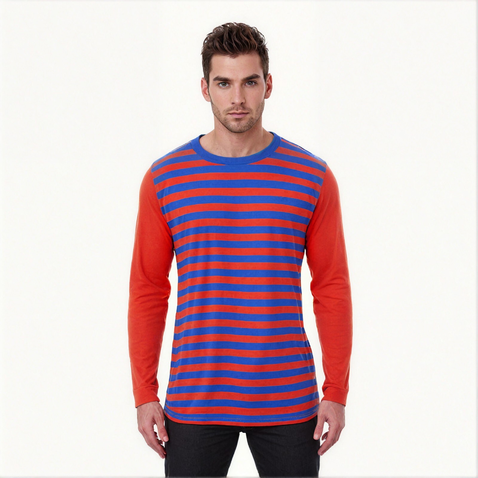Arnie The Strongest Man In The World Shirt Costume Blue and Red Striped Shirt