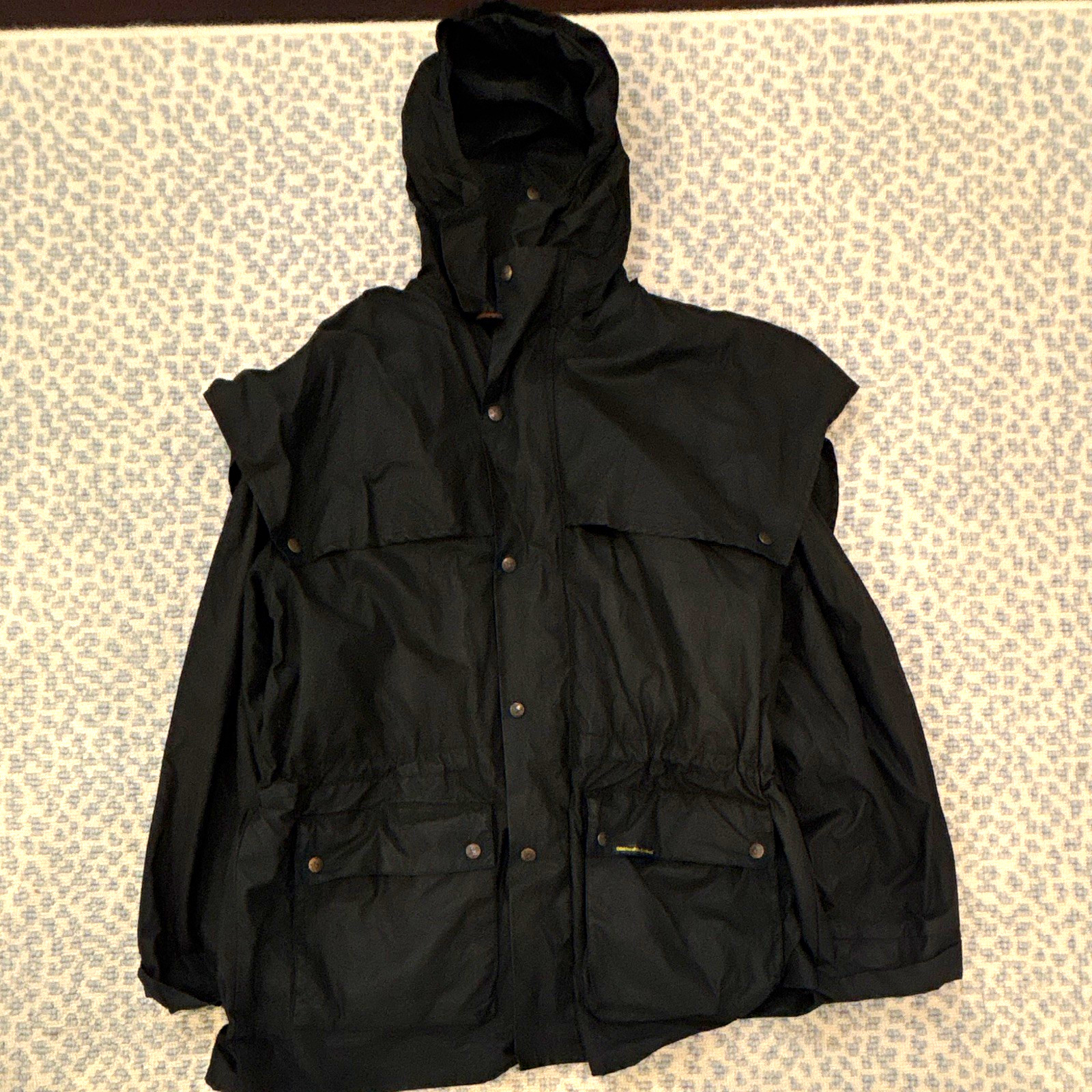 Outback Trading Company Ltd Men’s Black Hooded Overcoat Jacket XL Zip/Button