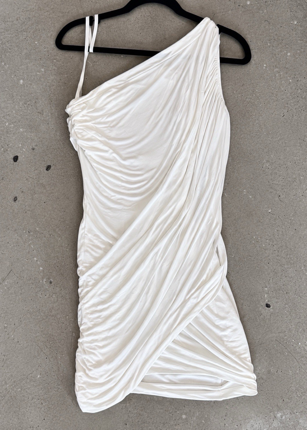 BCBG Max Azria White Draped Ruched One Shoulder Goddess Mini Dress Sz Sm