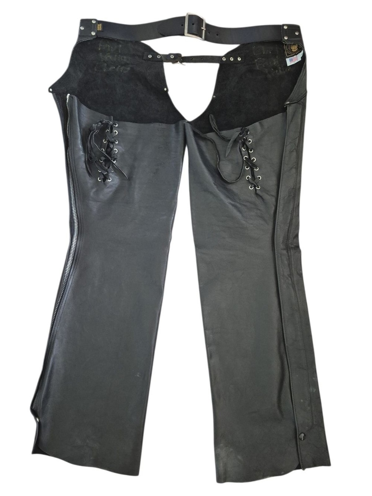 Vintage Gypsy Leather Black Motorcycle Chaps XL USA Western Biker Grunge Rock