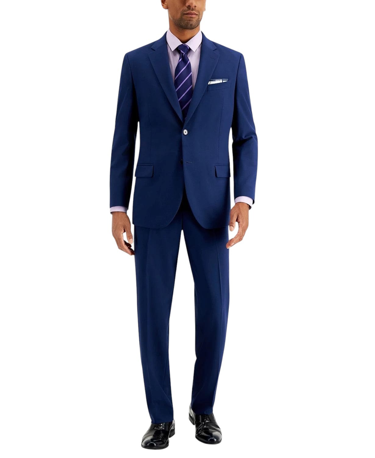 Nautica Mens Modern fit 2 Piece Suit 38 R Pants 32 / 32 Blue Solid