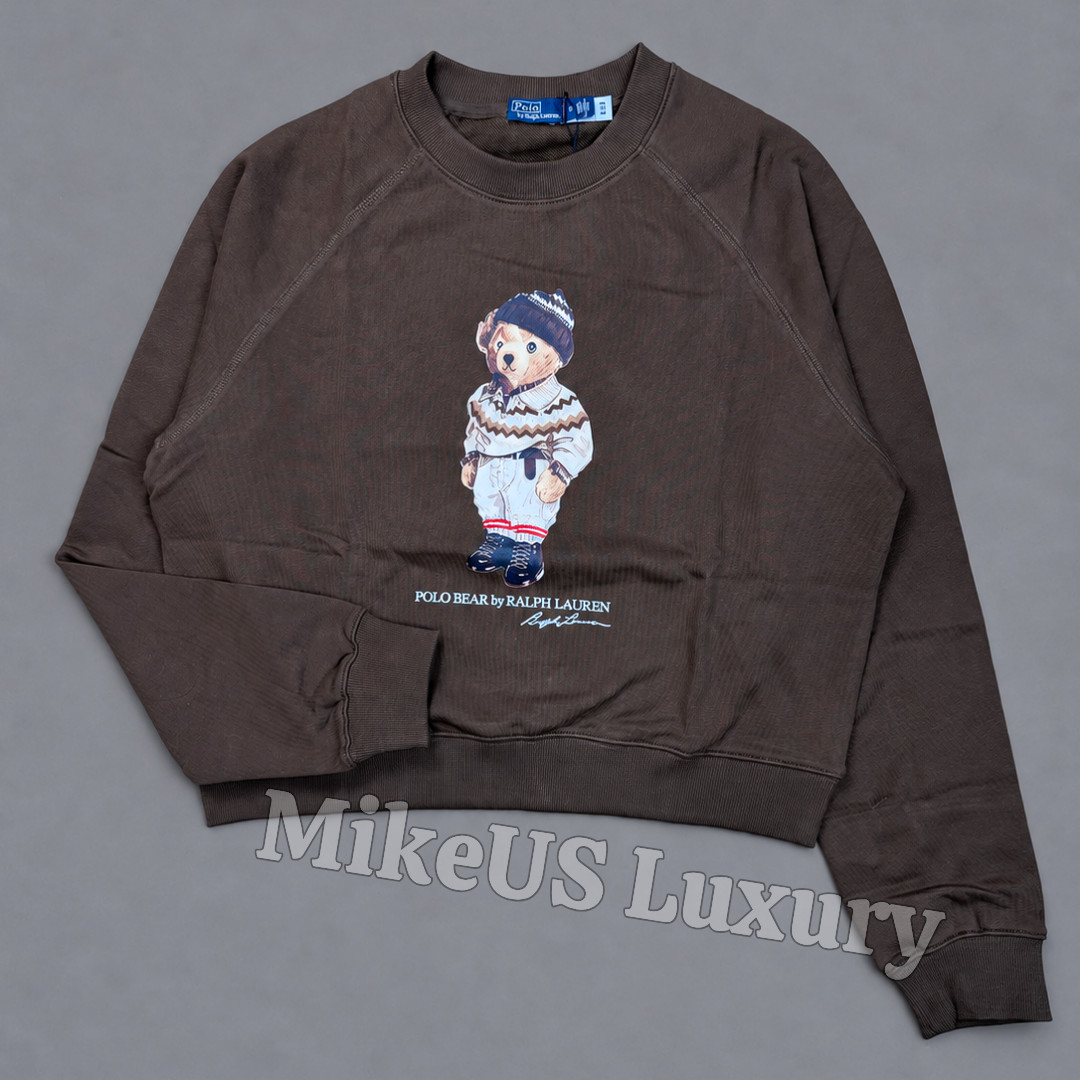 POLO PALPH LAUREN Brown Polo Bear Soft Sweatshirt Women’s Large NWT