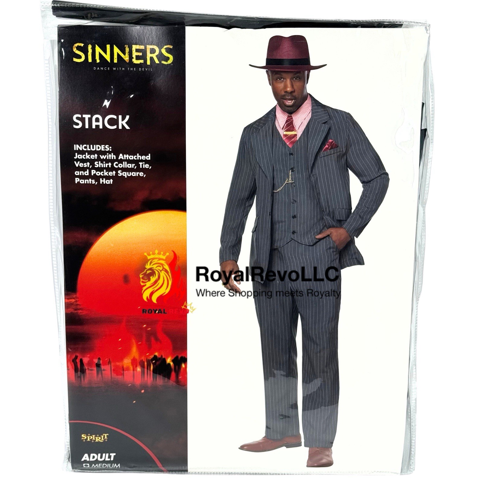 [05009634] Spirit Halloween Adult Stack Suit Costume - Sinners Sizes Vary