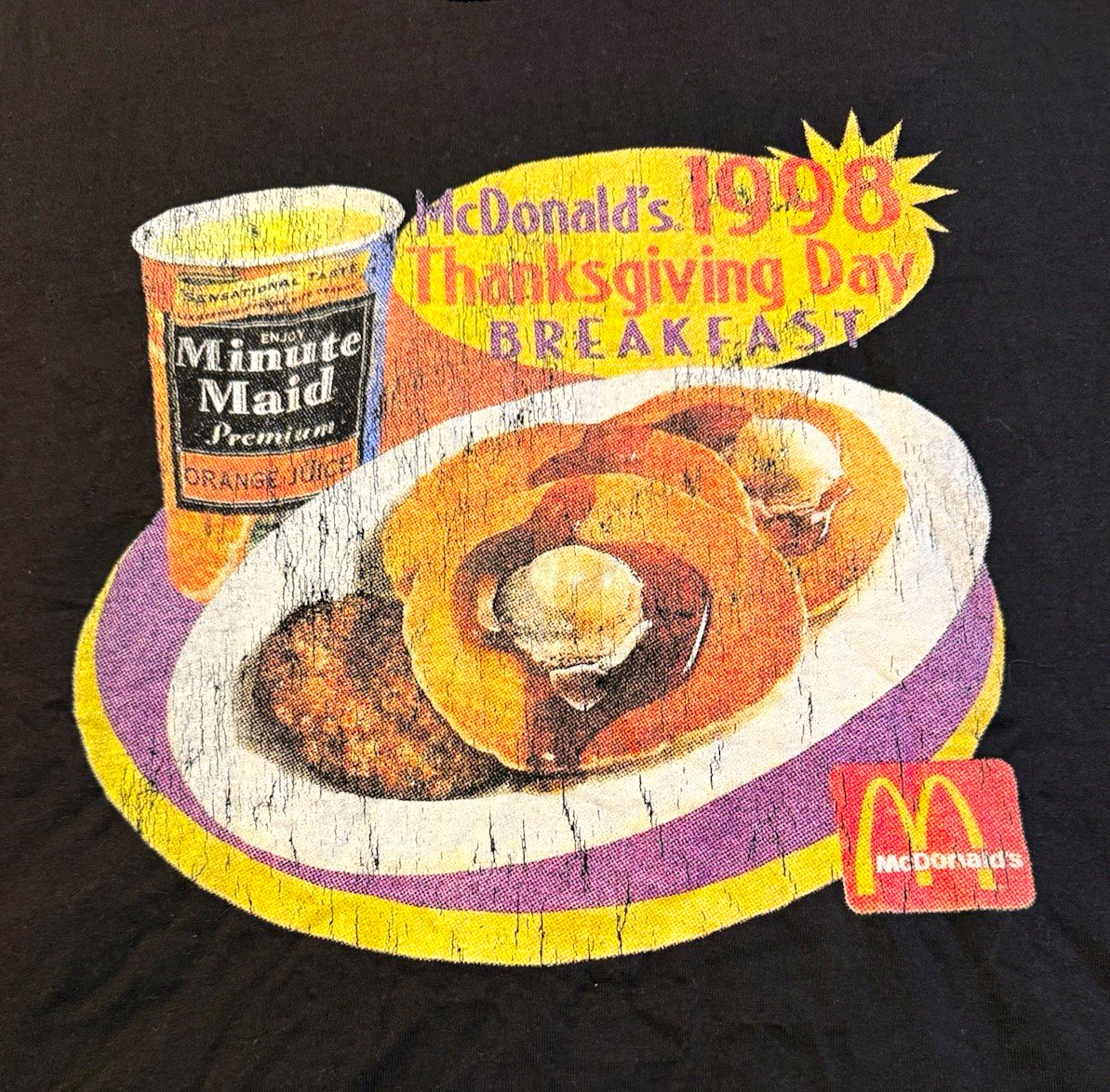 Vintage 1998 McDonald\'s Thanksgiving Day Breakfast Tee Big Breakfast USA XL