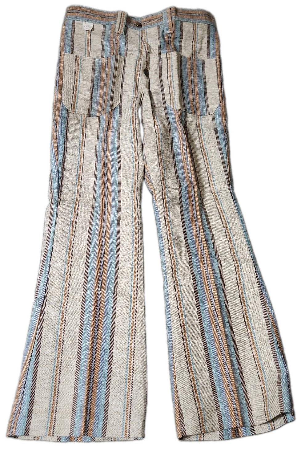 🔥 NWT Vintage 70\'s Farah Pants Caravan Stripes Flare Short USA Size 10 32x29