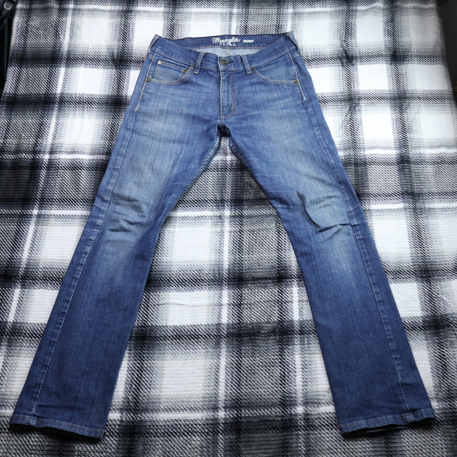 Wrangler Retro Skinny Blue Denim Jeans Mens 32x32 Cowboy Western
