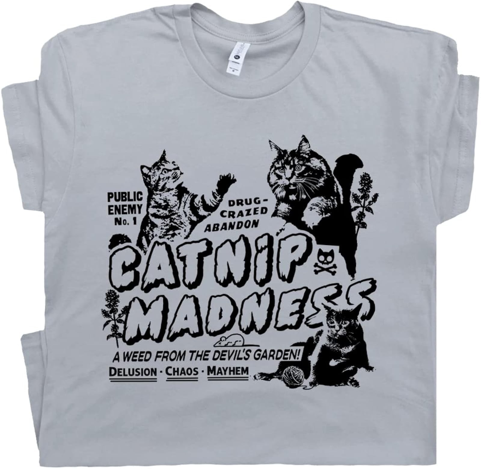 Catnip Madness T-Shirt - Funny Retro Tee for Cat Lovers, Unisex Design