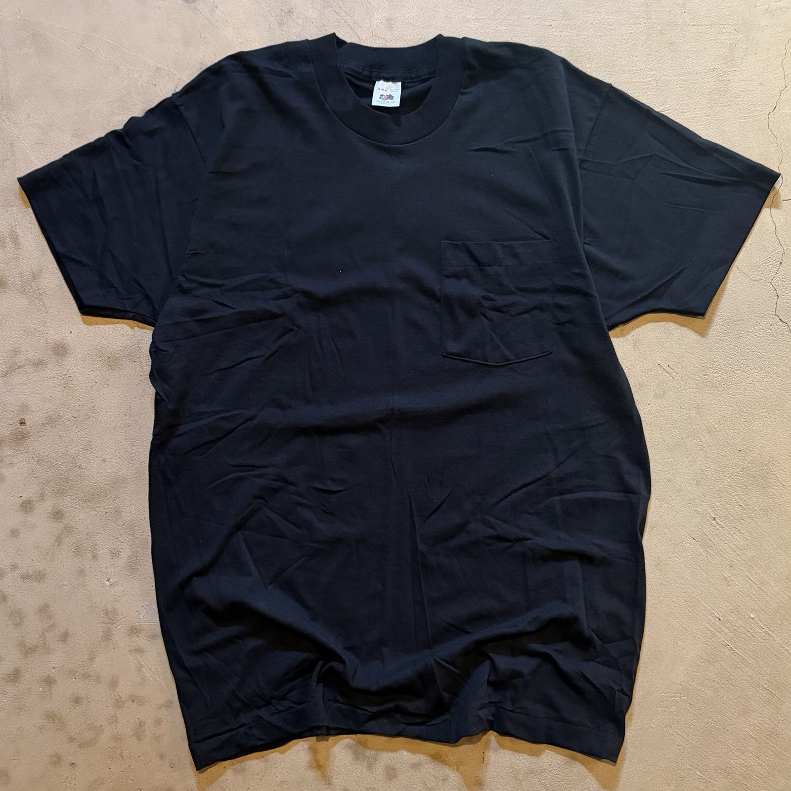 Fruit of the Loom White T-Shirt 80s/90s Vintage Single Stitch XL Blank Black