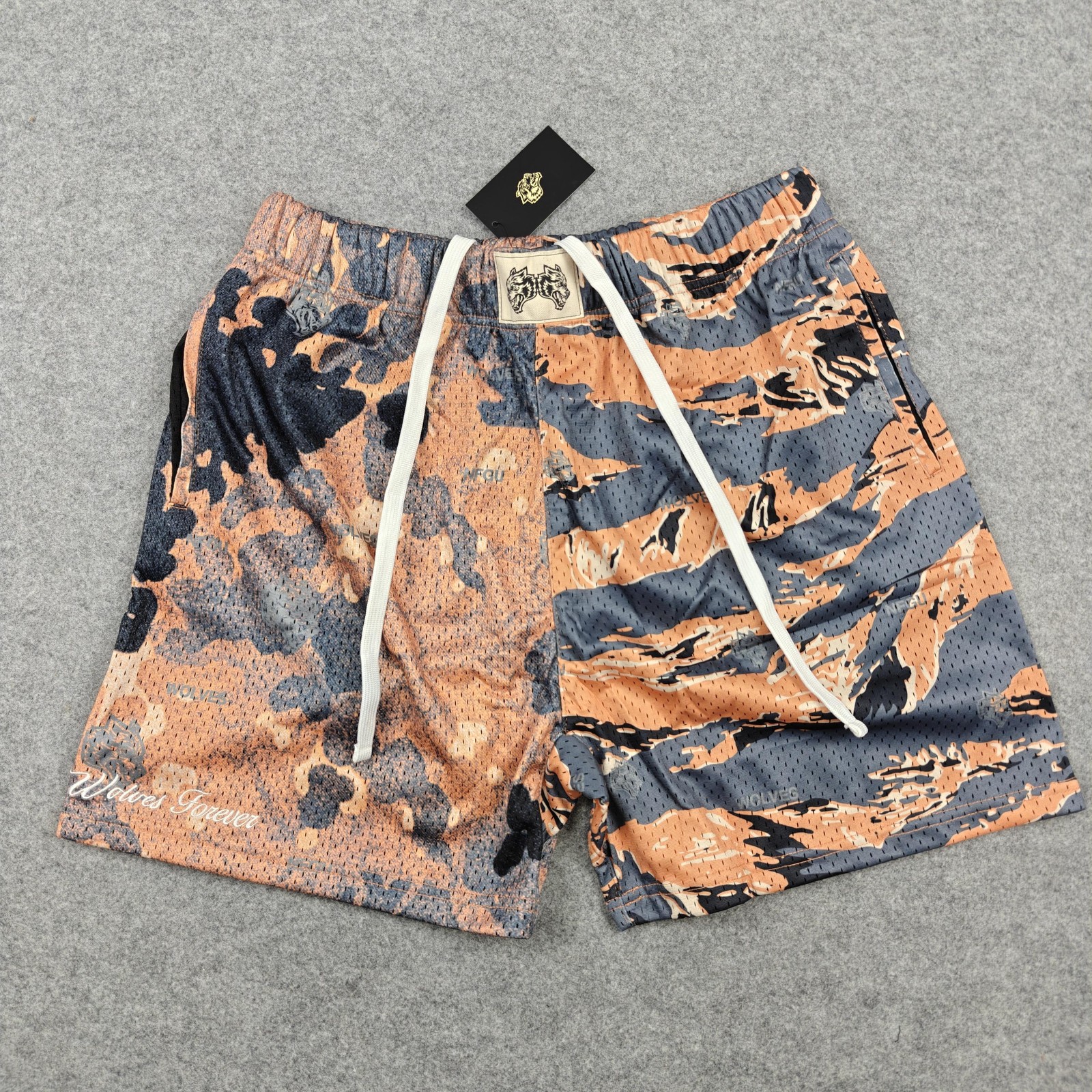 Darc Sport Patch Liam Mesh Shorts Mens Medium Orange Clash Camo Wolves New