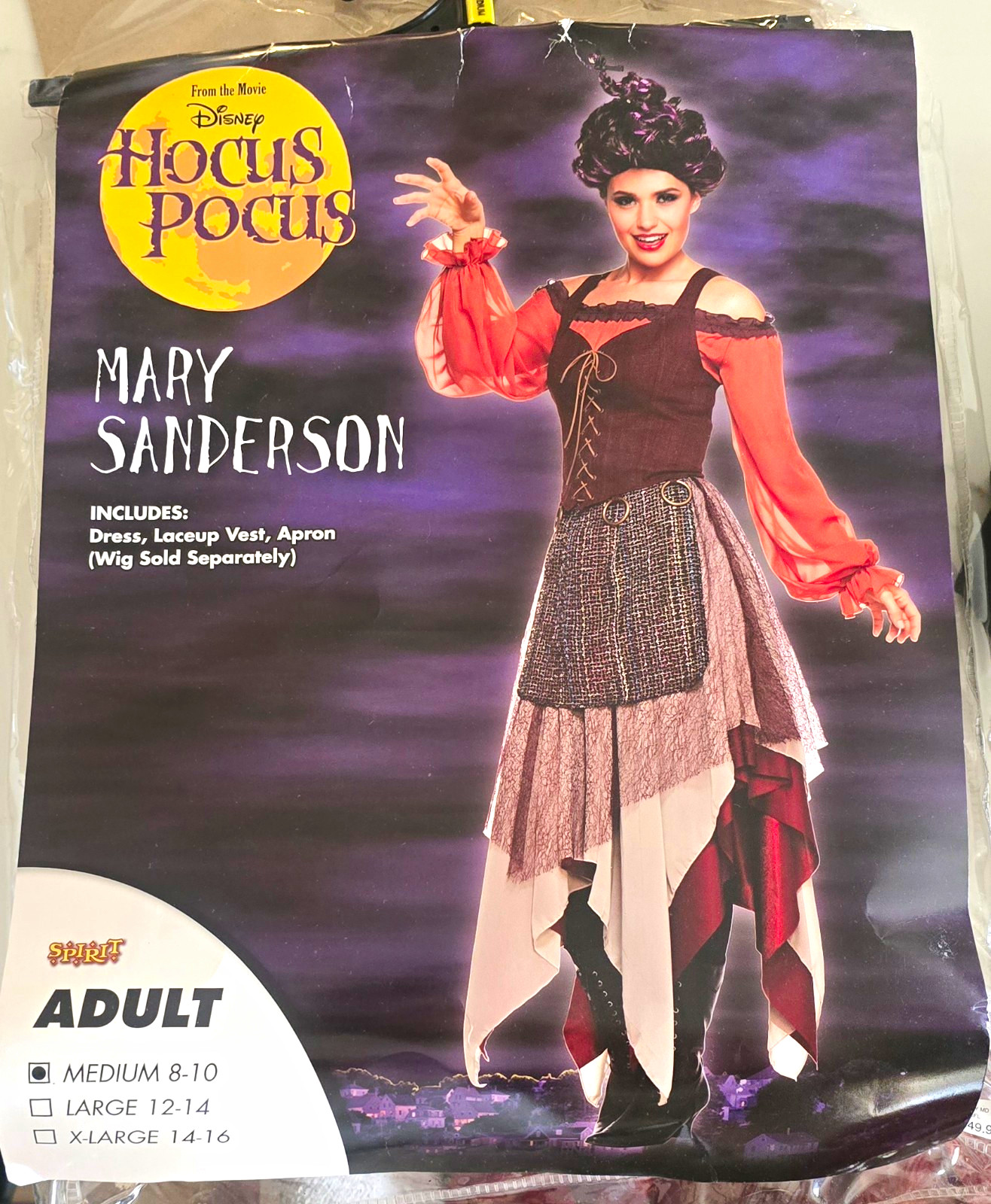 Hocus Pocus Mary Sanderson Adult Costume Dress Halloween, M 8/10 - Disney EXC