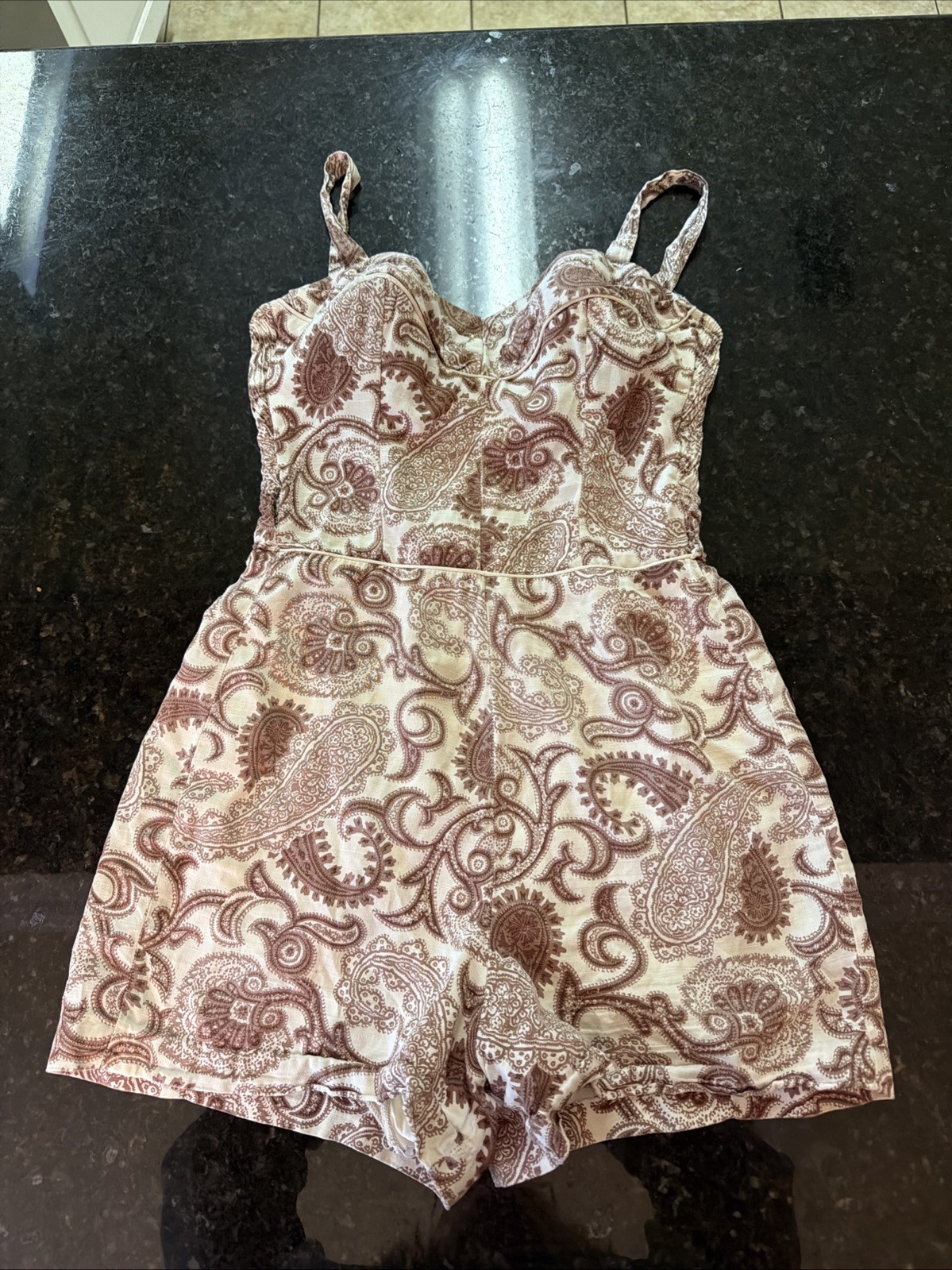 Vintage Cole Of California Romper Sunsuit Playsuit Shorts Boning Paisley Sz Sm