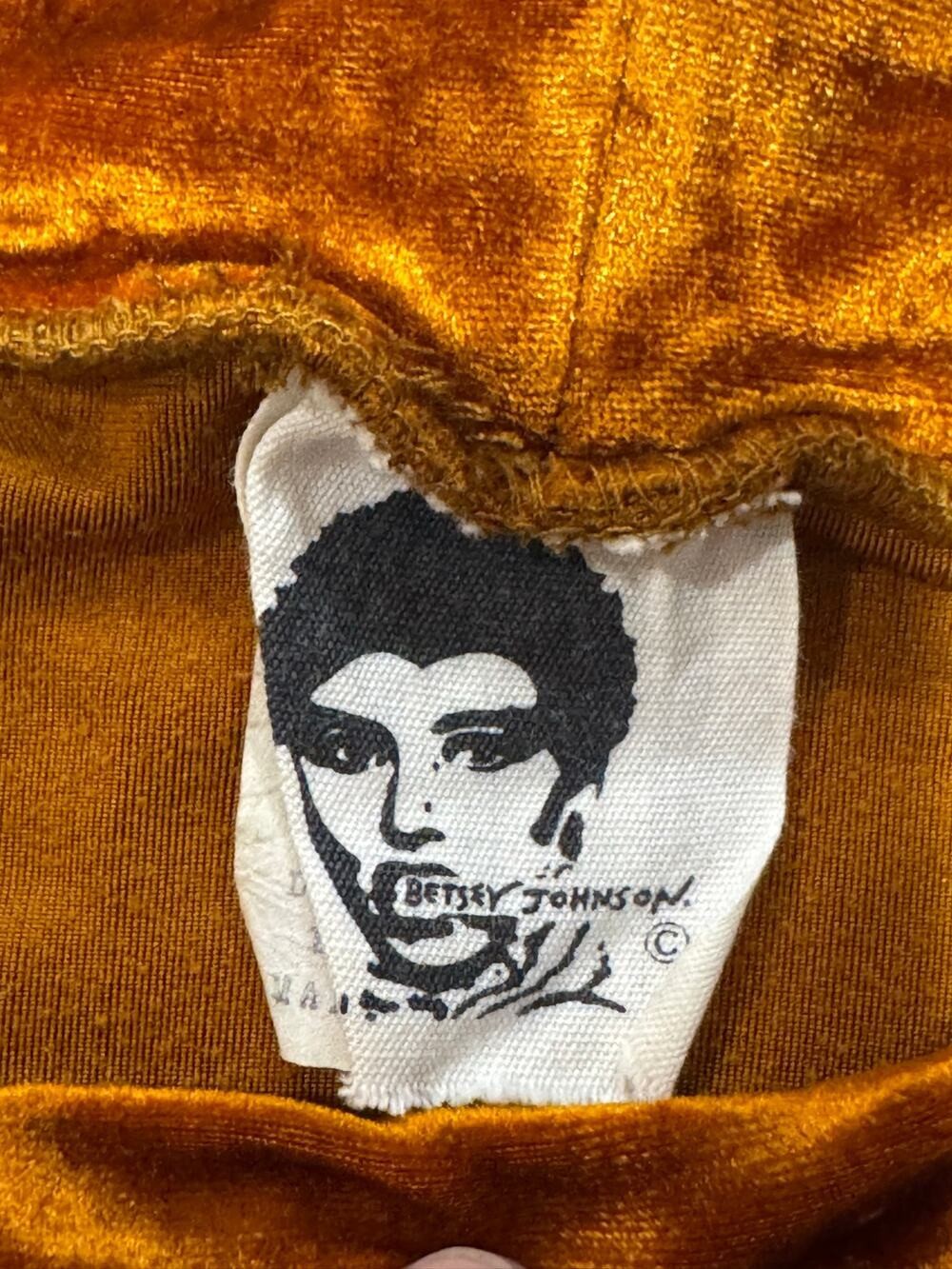 Vintage 80s Betsey Johnson Punk Label Burnt Orange Velvet Mini Skirt