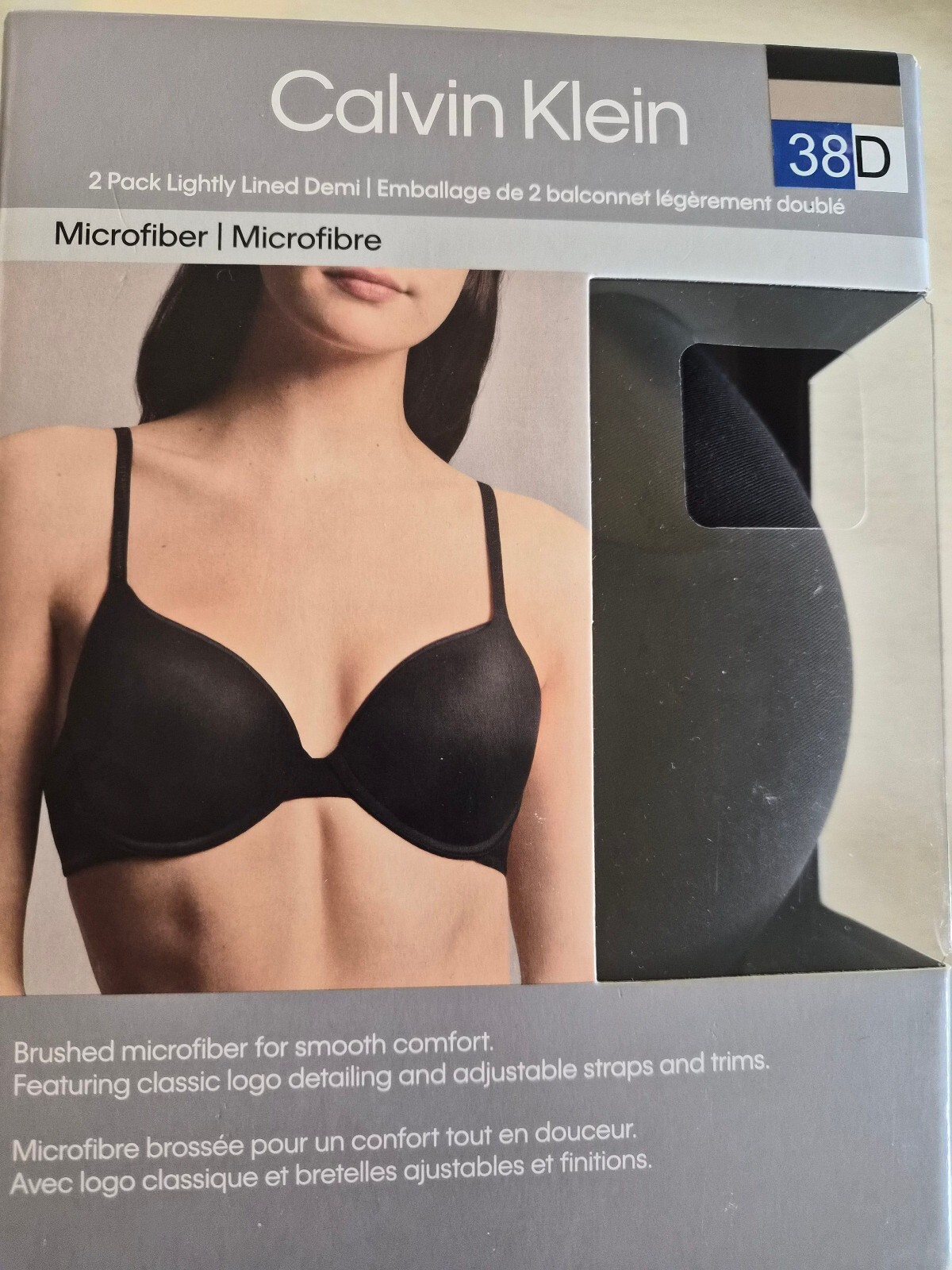 Calvin Klein 2 Pack Lightly Lined Demi Microfiber Bras 38D 0041
