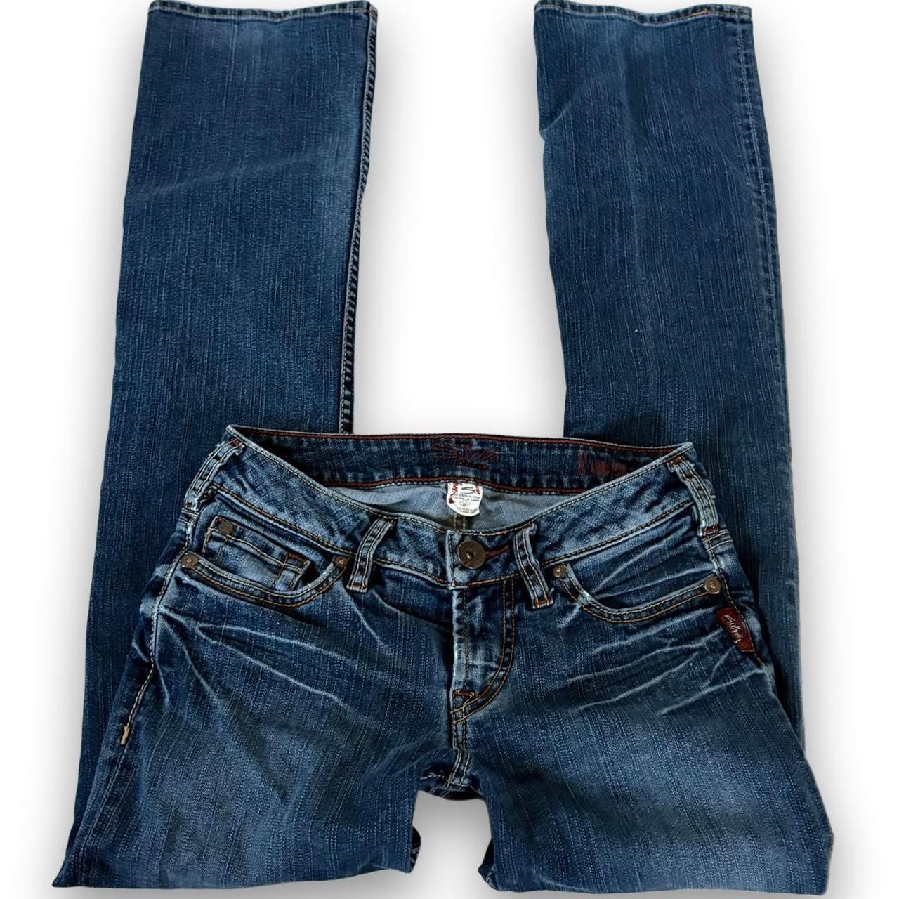 y2k dark vintage acid wash grunge bootcut jeans w orange embroidery