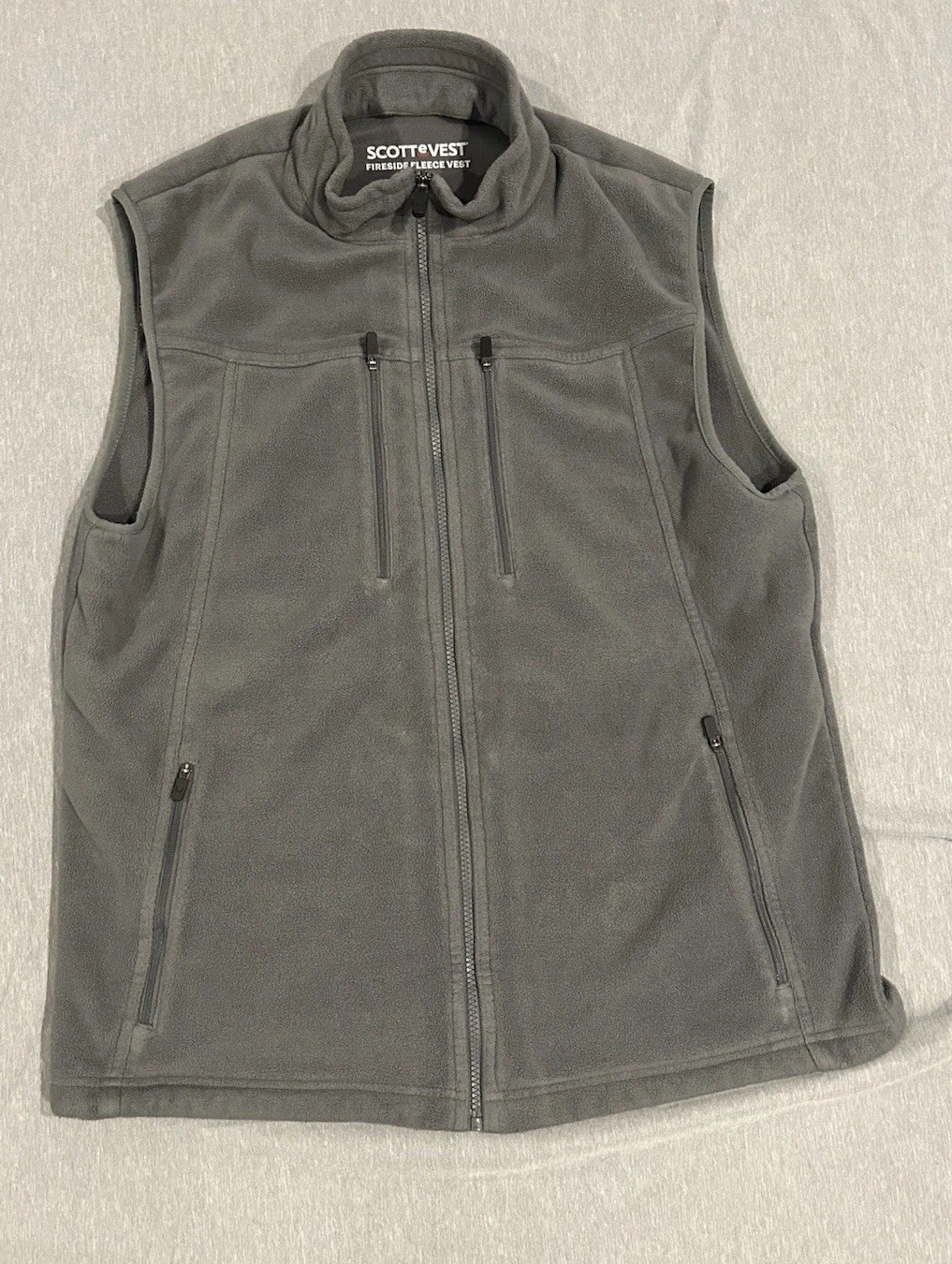 SCOTTeVEST Fireside Men\'s Full Zip Travel Expedition Multi-Pocket VEST Gray SZ L