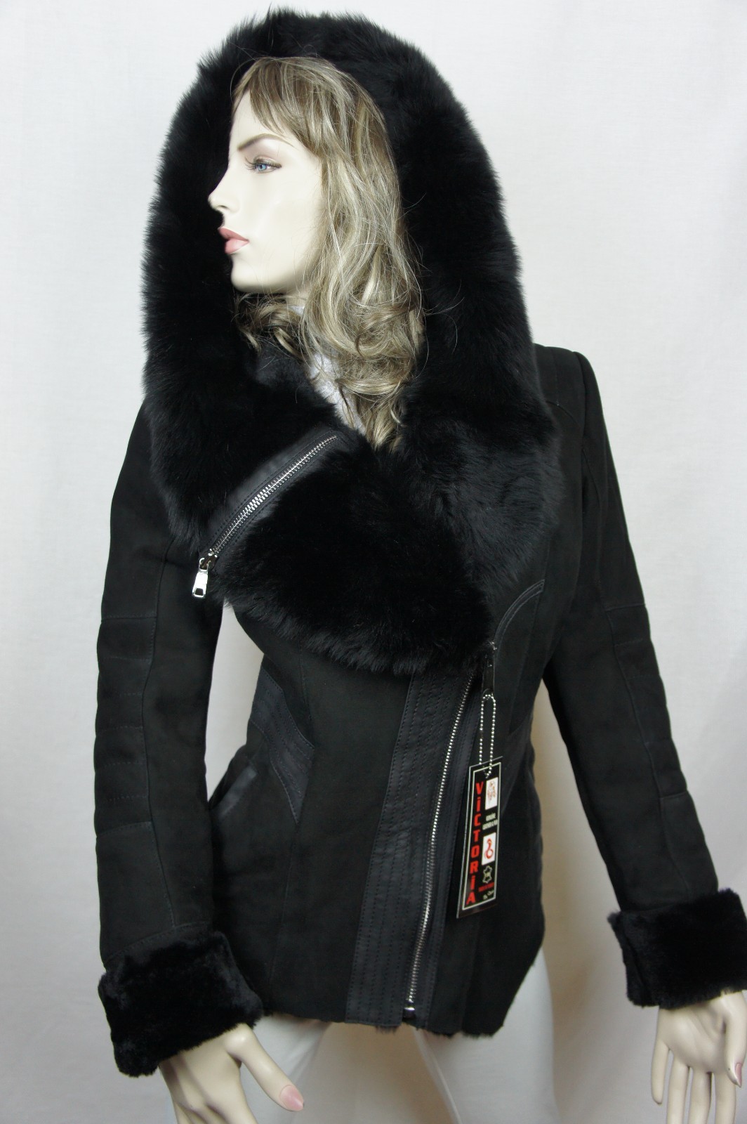NEW 100% Real Shearling Suede Leather Sheepskin Toscana Hood Jacket Coat S-5X