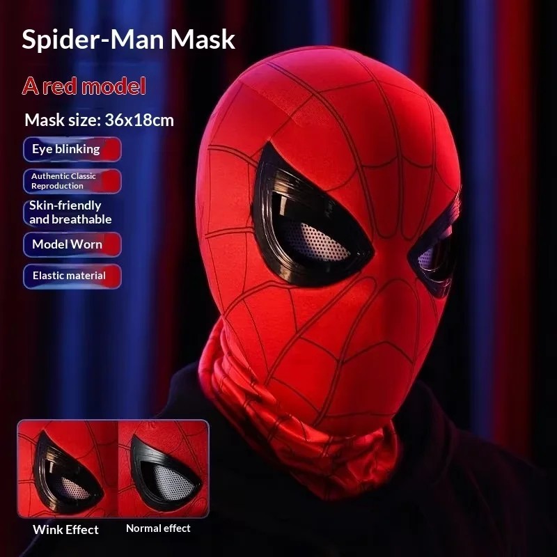 NEW Spider-Man Mask Moving Eyes Cosplay Prop Remote Control Blink Eyes