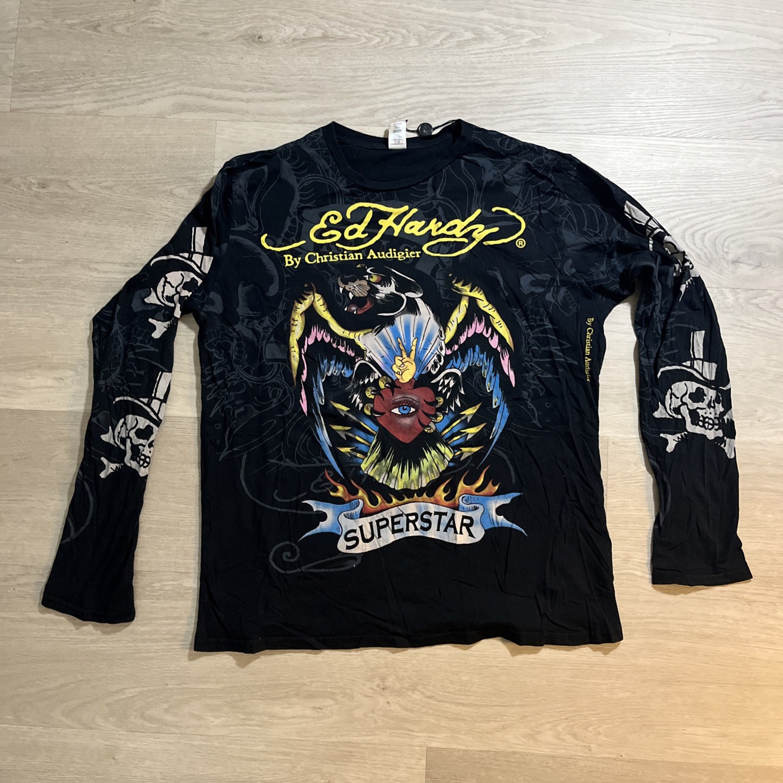 Rare Vintage Ed Hardy Fullprint Long Sleeve T shirt XXL