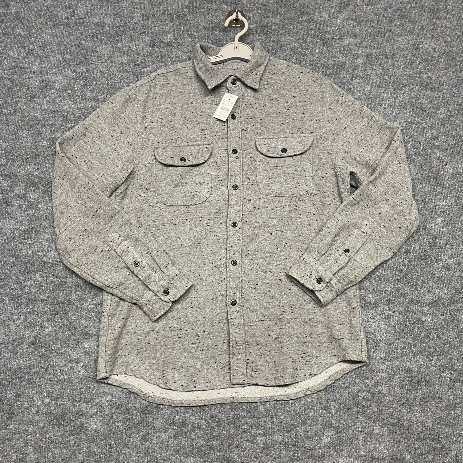 J.Crew Shirt Mens Medium Grey Donegal Speckled Wool Blend Button Down Overshirt