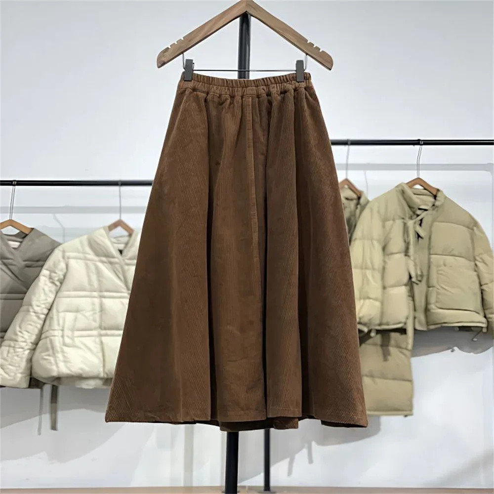 2025 High Waist Loose Korean Style Thickened Corduroy Winter Skirts Spring Autum