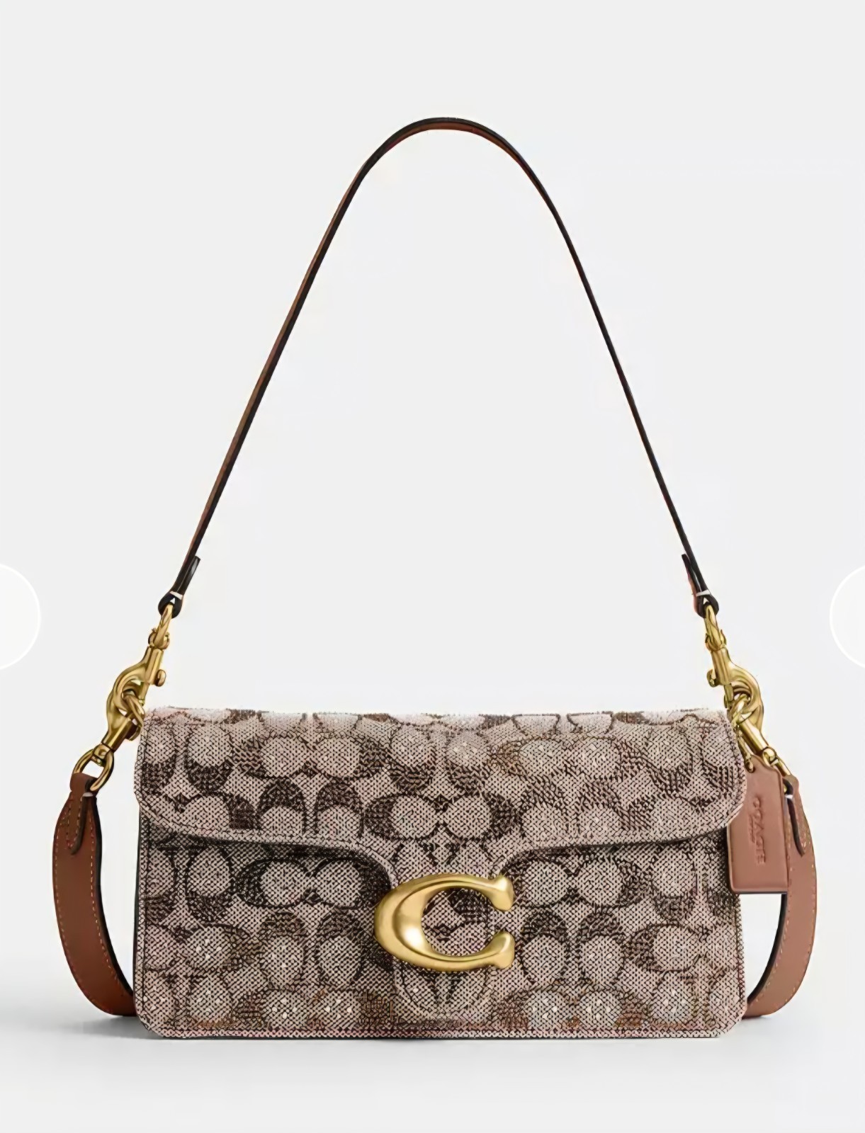 Coach Tabby Shoulder Bag 26 Crystal Signature Jacquard CDZ34 Brass Mushroom