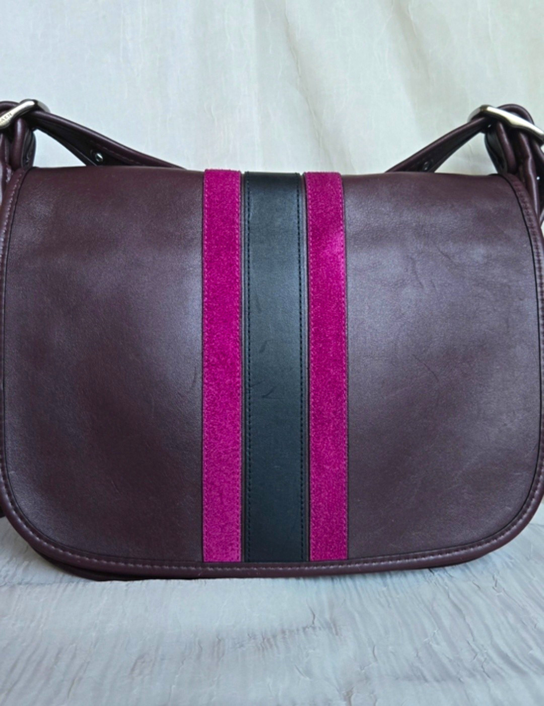 **RARE/HTF** Coach 75th Anniversary Stripe Patricia Saddle Bag In Calf Leather