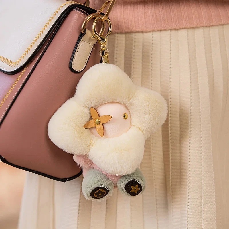 New Cute Flower Plush Keychain Soft Backpack Bag Charm Pendant Fast Shipping