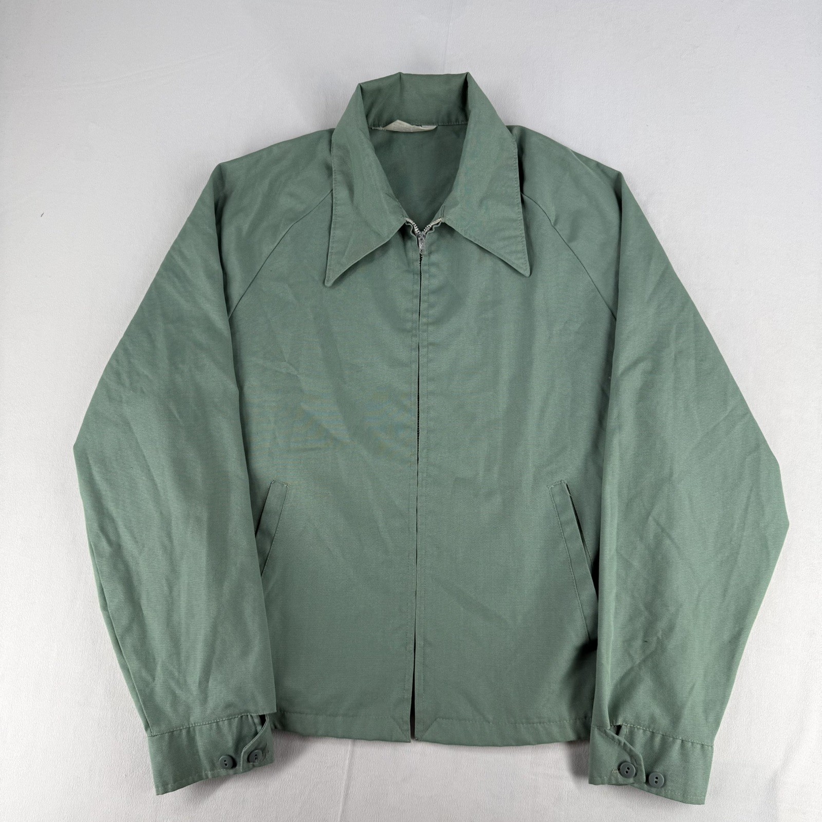 VTG 60s 70s Permanent Press Harrington Jacket Mens Large Seafoam Green Swing Top