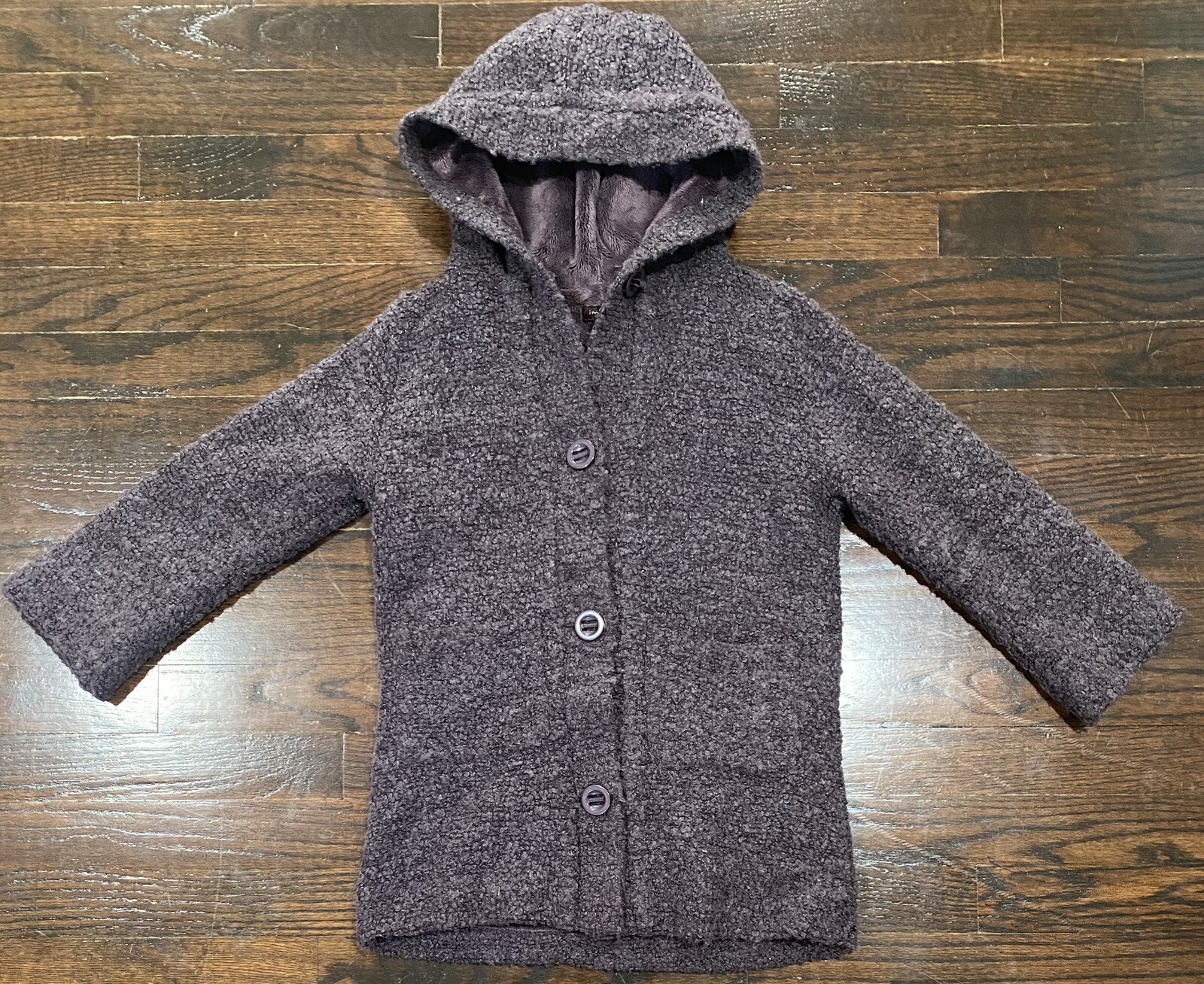 IMOGA Girl\'s Hooded Wool Blend Longline Fleece Cardigan Size 6A Sherpa Lined