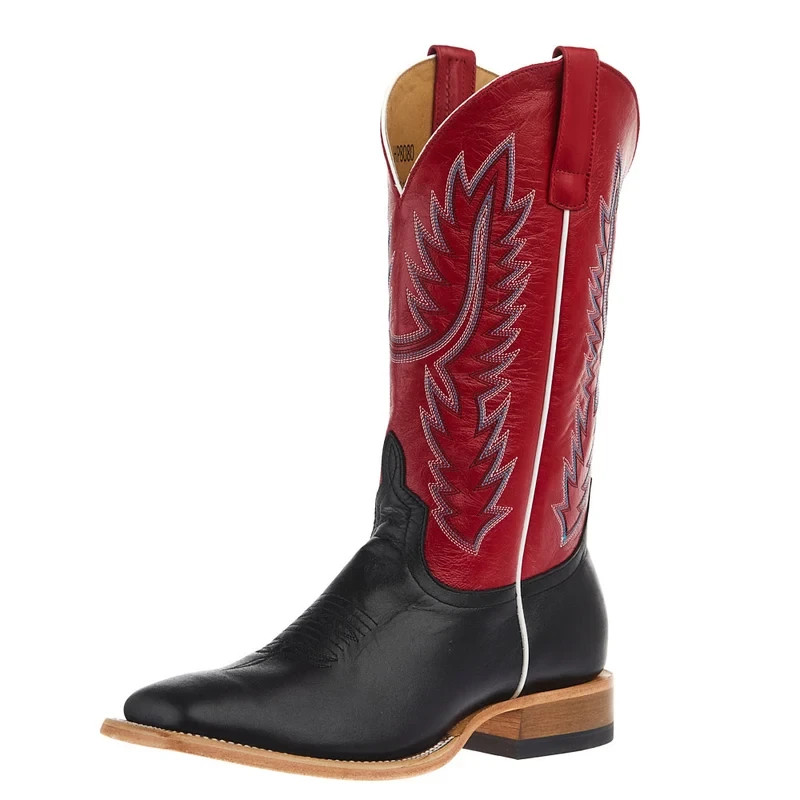 [BIG SALE] Horse Power Boots Men\'s Black Full Grain Vamp 13in Red Vitro Top