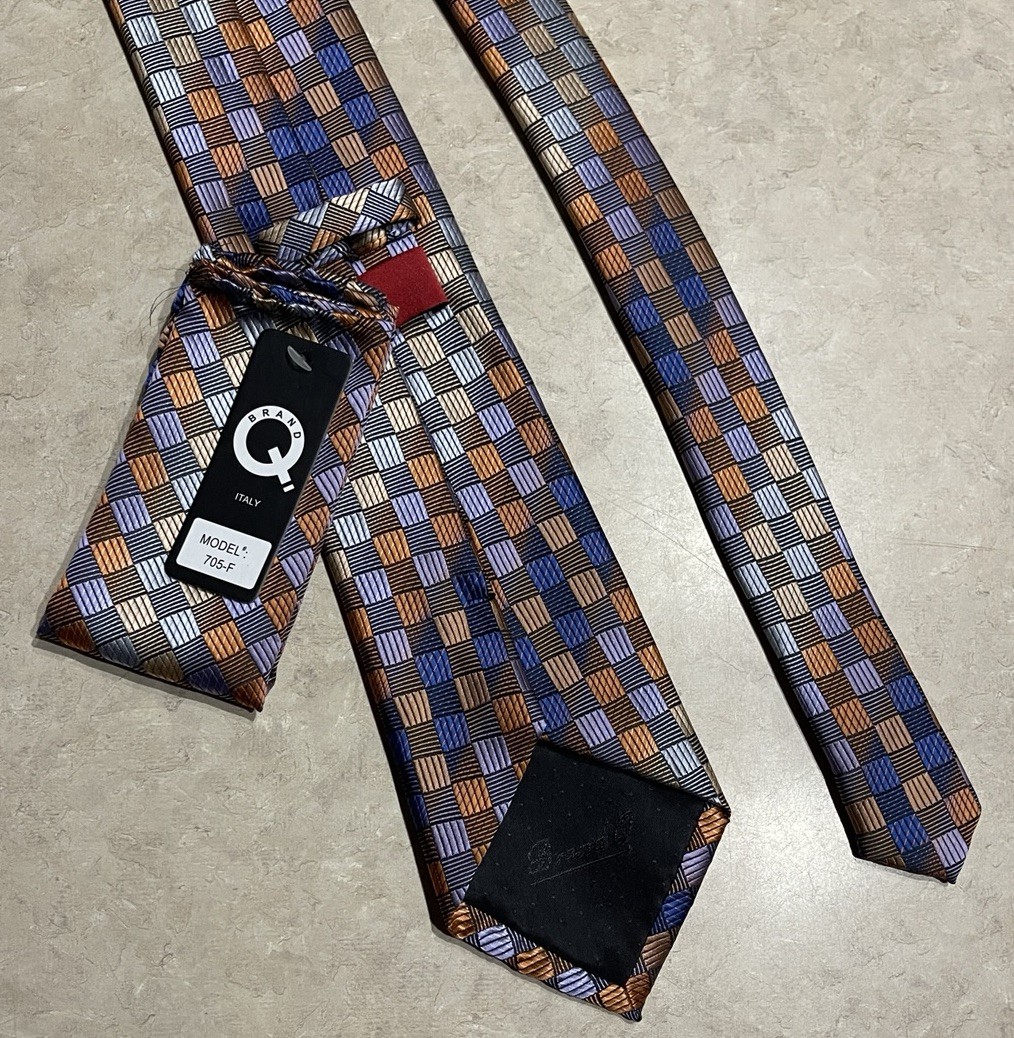 Men\'s Brand Q Microfiber Classic Necktie & Hankie Set Geometric New MSRP 39.99