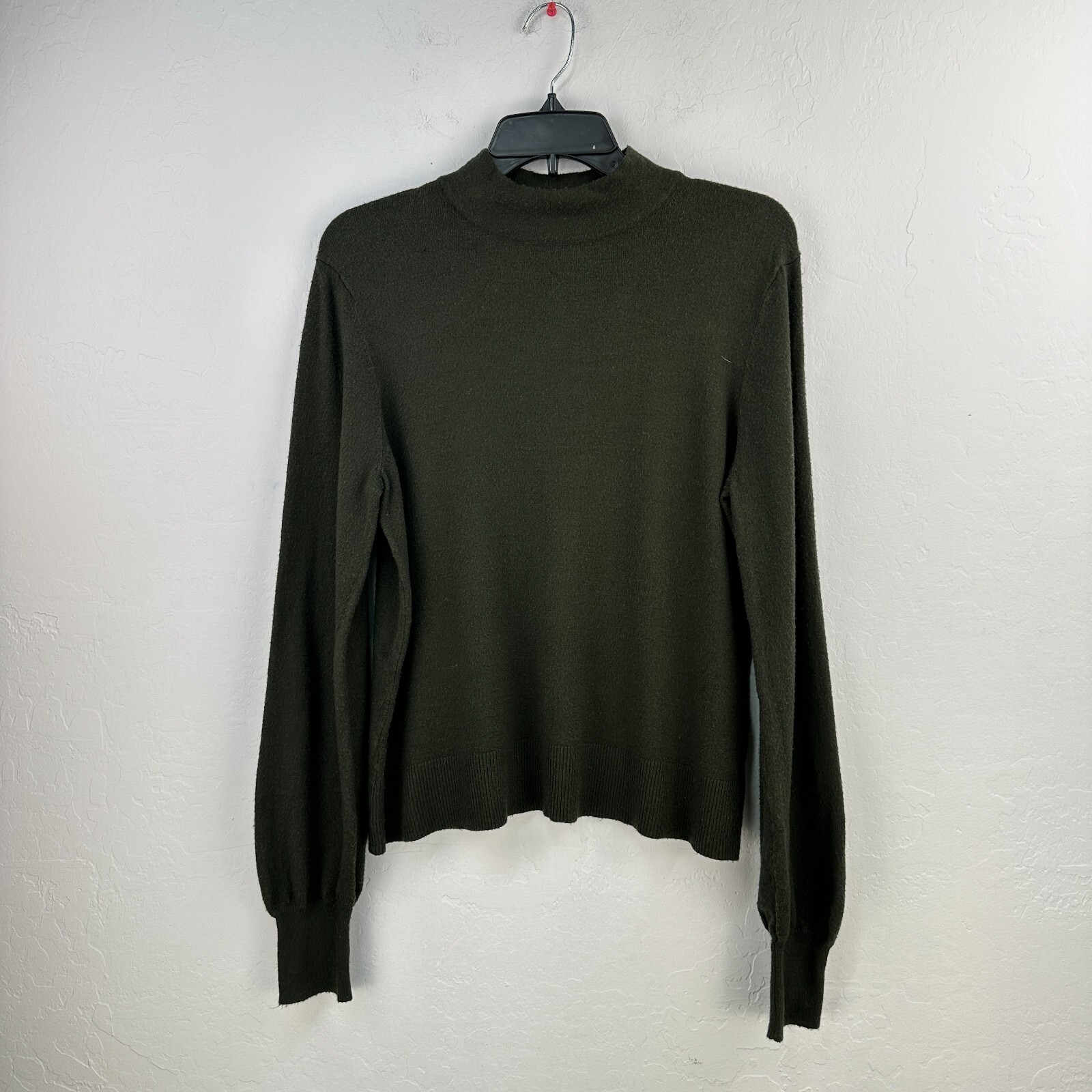 Philosophy Sweater Womens L Green Mock Neck Long Sleeve Knit Ribbed Hem