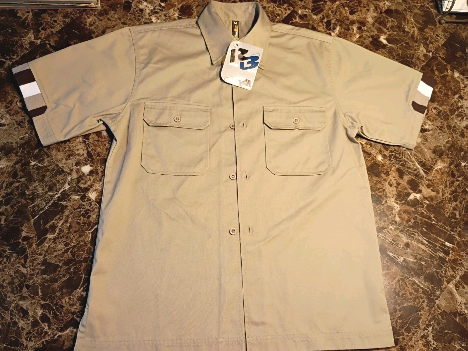 Vintage Raw Blue Military Scout Style Khaki Utility Shirt Mens Medium Y2K NWT